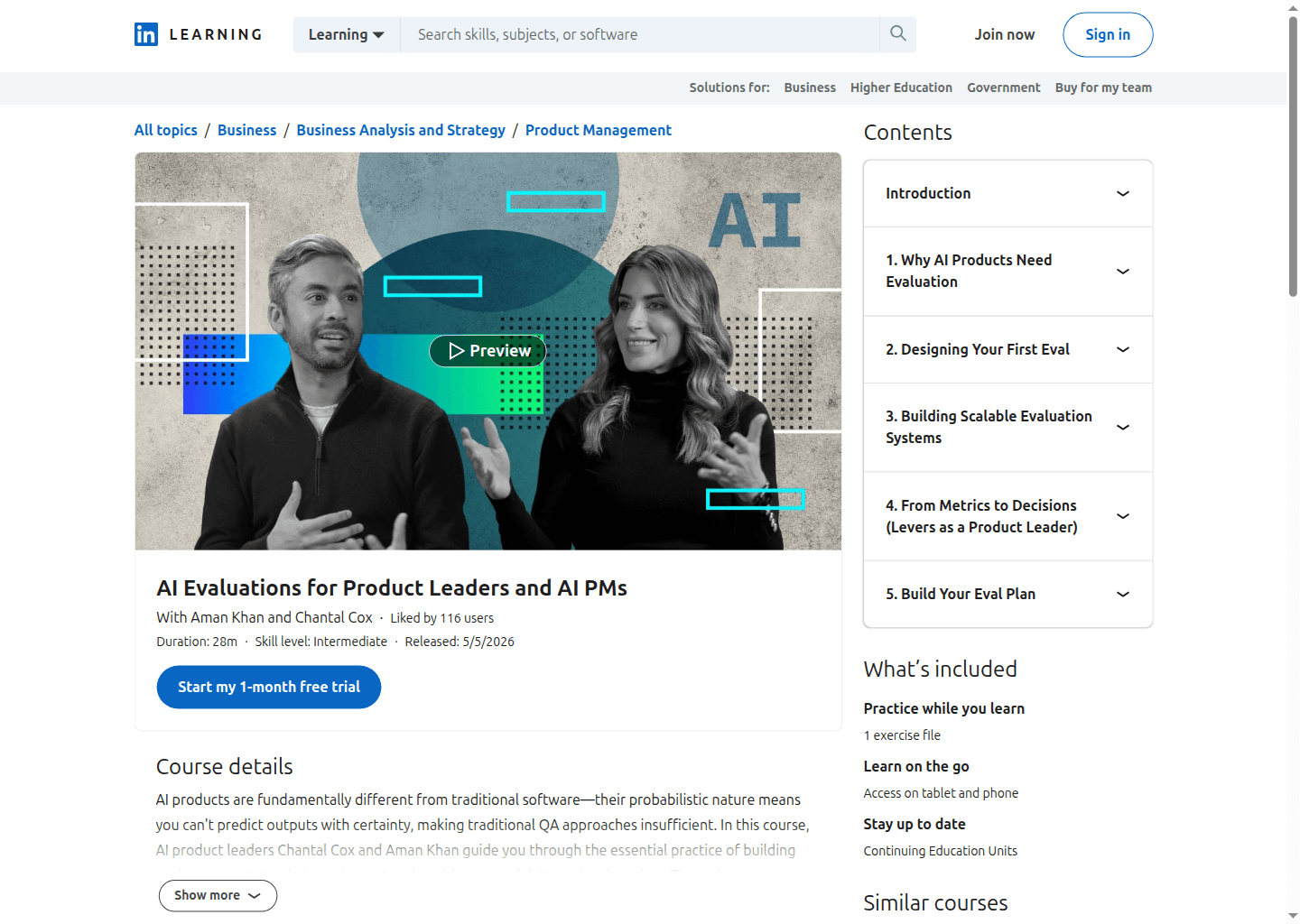 Website preview for AI Evaluations for Product Leaders and AI PMs