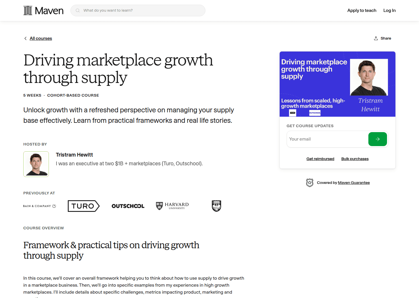 Website preview for Driving Marketplace Growth Through Supply