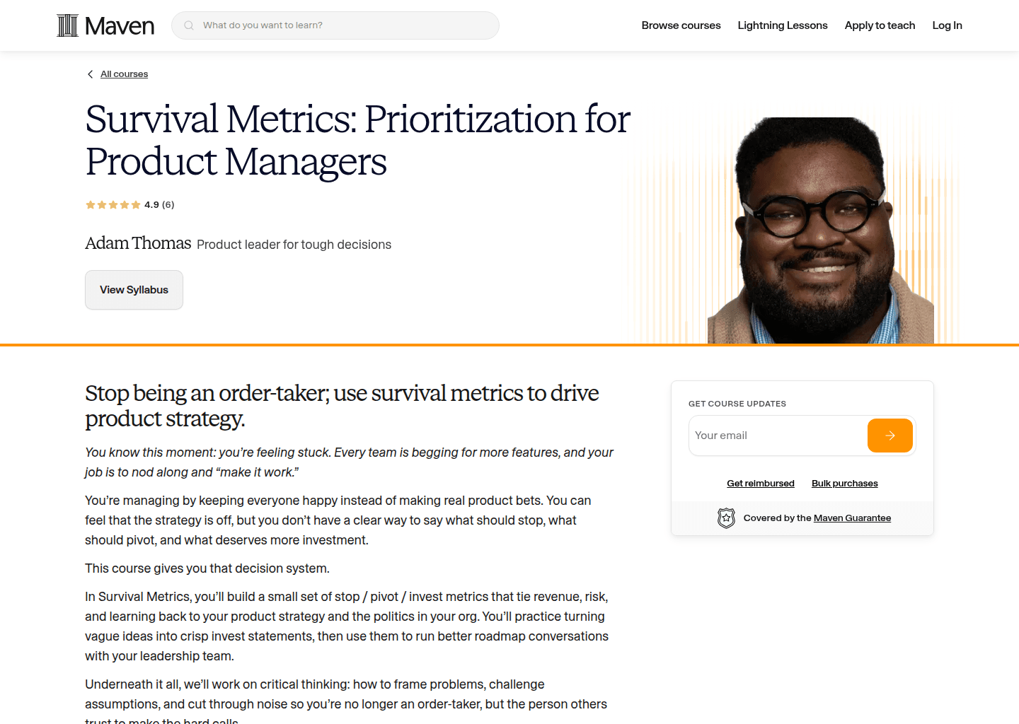 Website preview for Make Product Strategy Real with Survival Metrics