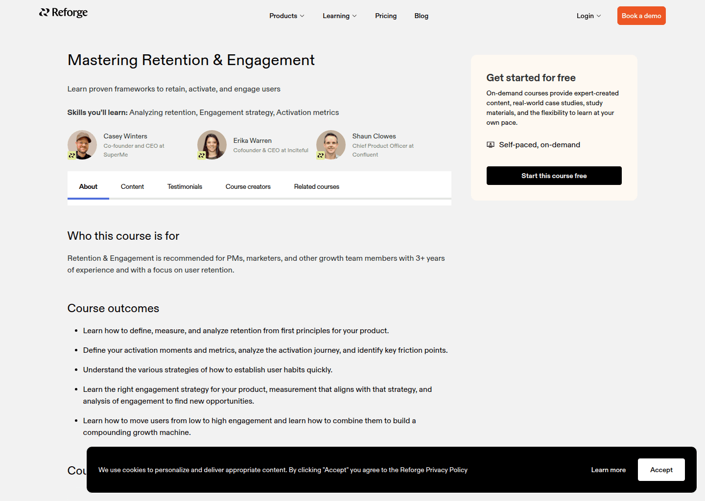 Website preview for Retention and Engagement Program
