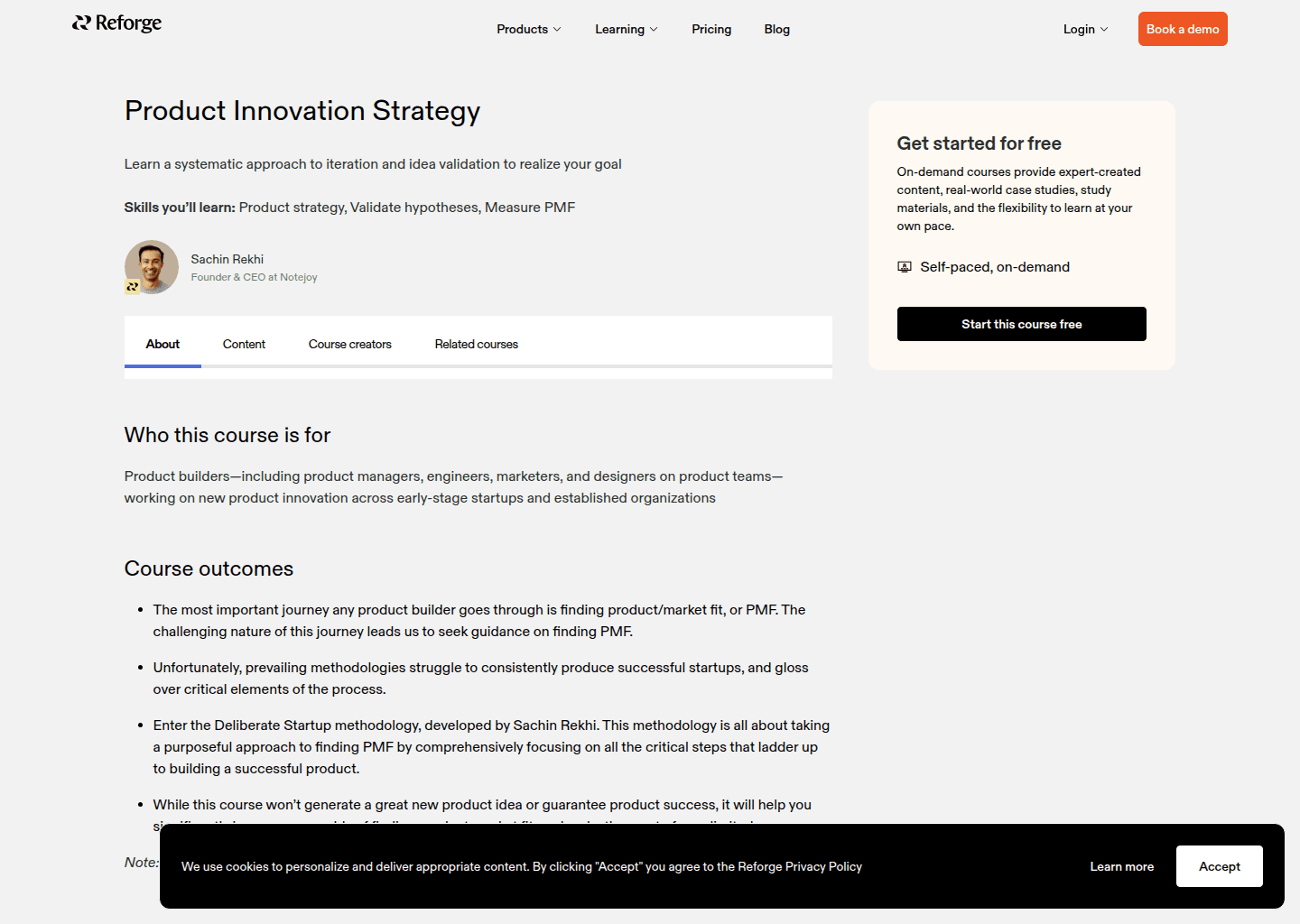 Website preview for Finding Product/Market Fit