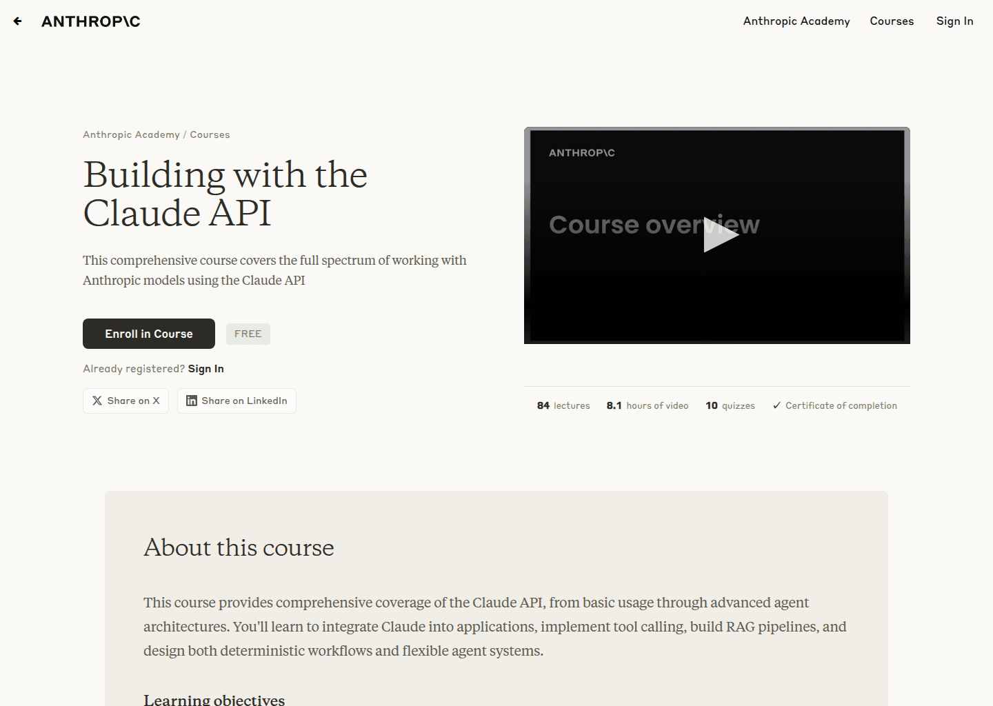 Website preview for Building with the Claude API
