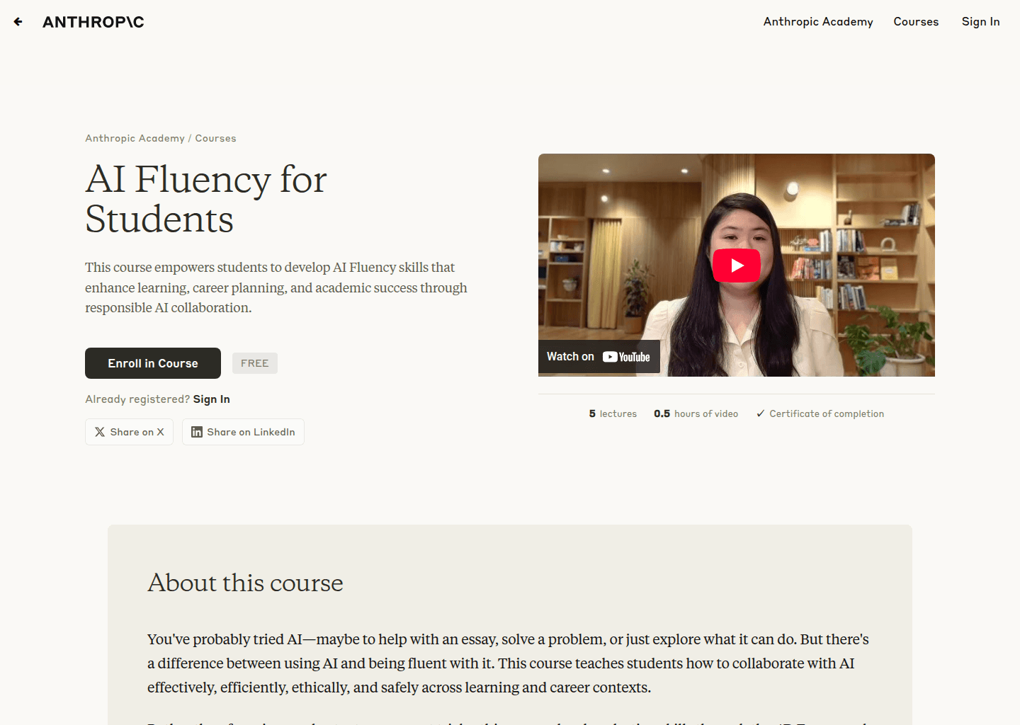 Website preview for AI Fluency for students