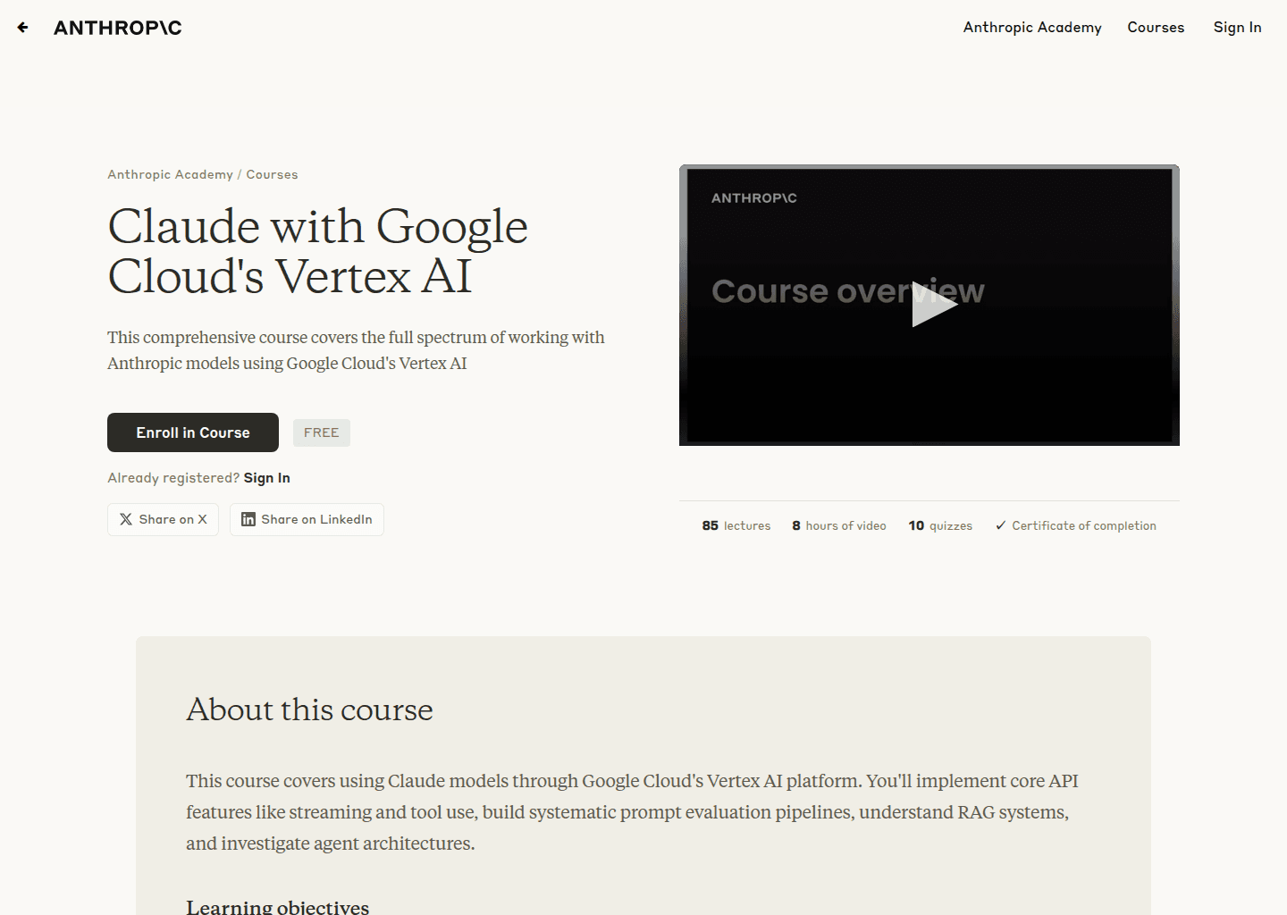 Website preview for Claude with Google Cloud's Vertex AI