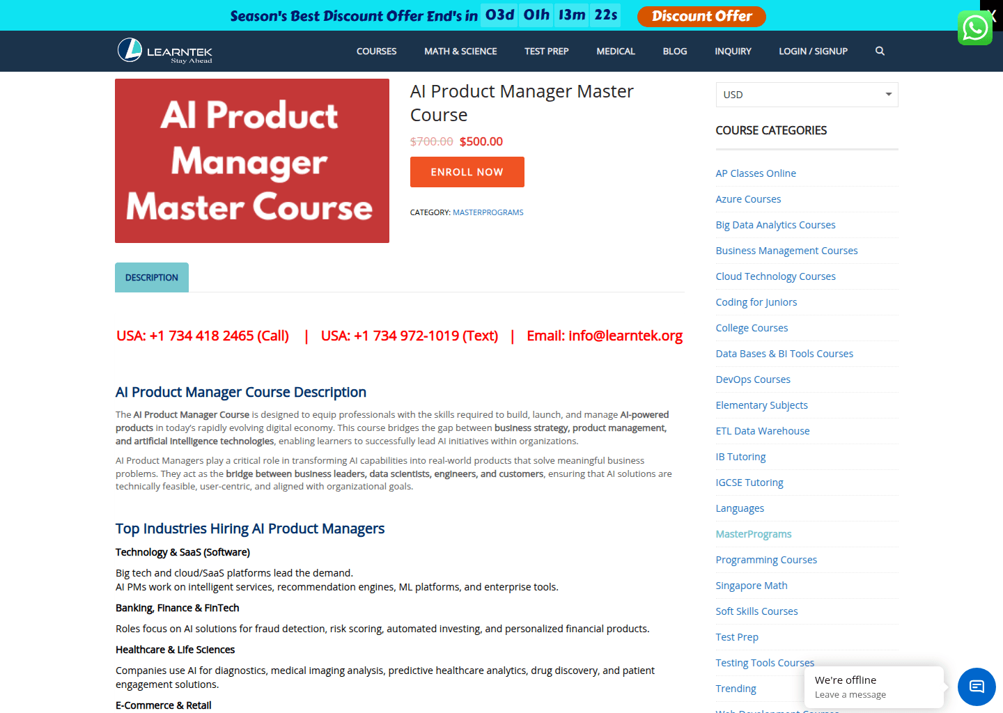 Website preview for AI Product Manager Master Course