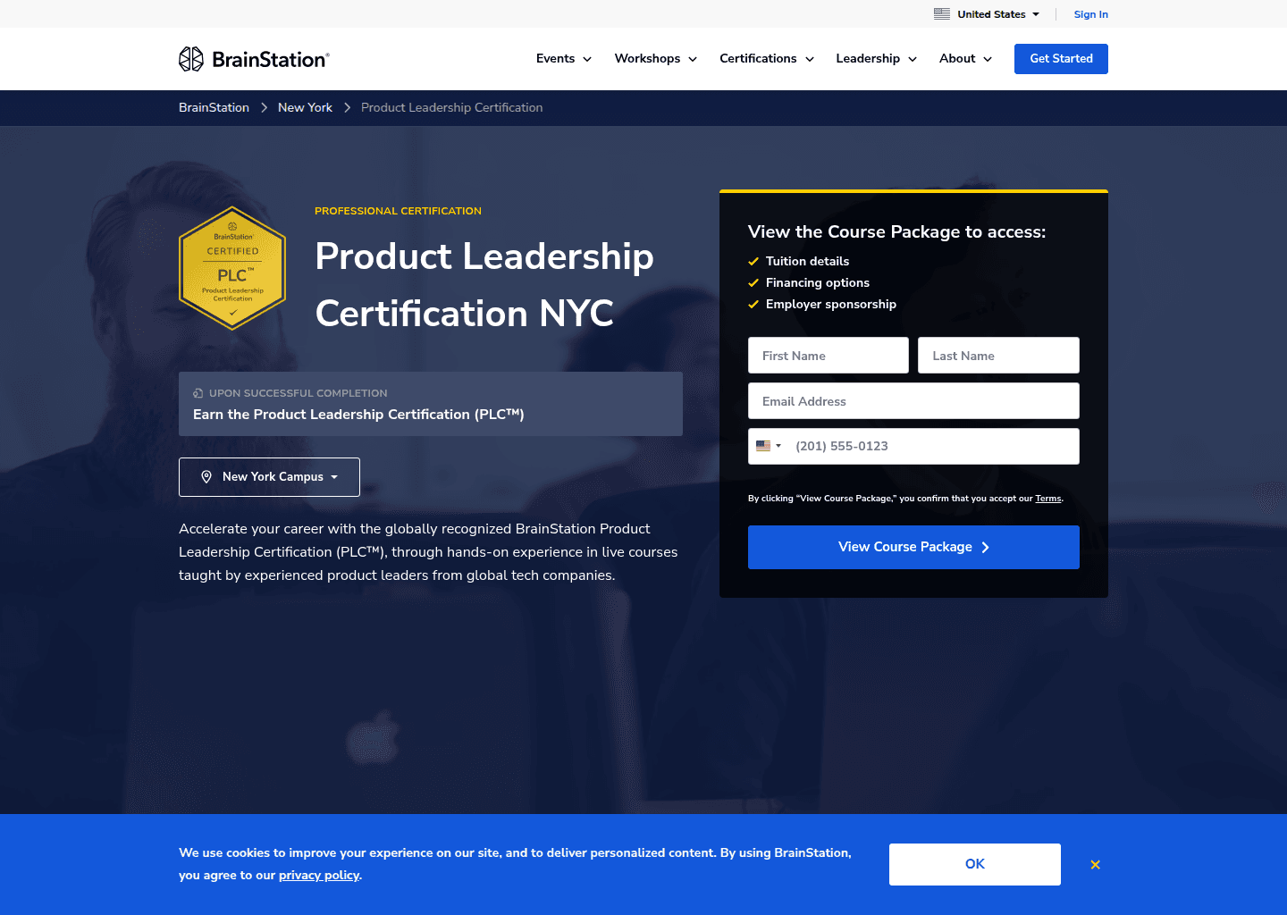 Website preview for Product Leadership Certification (PLC™)