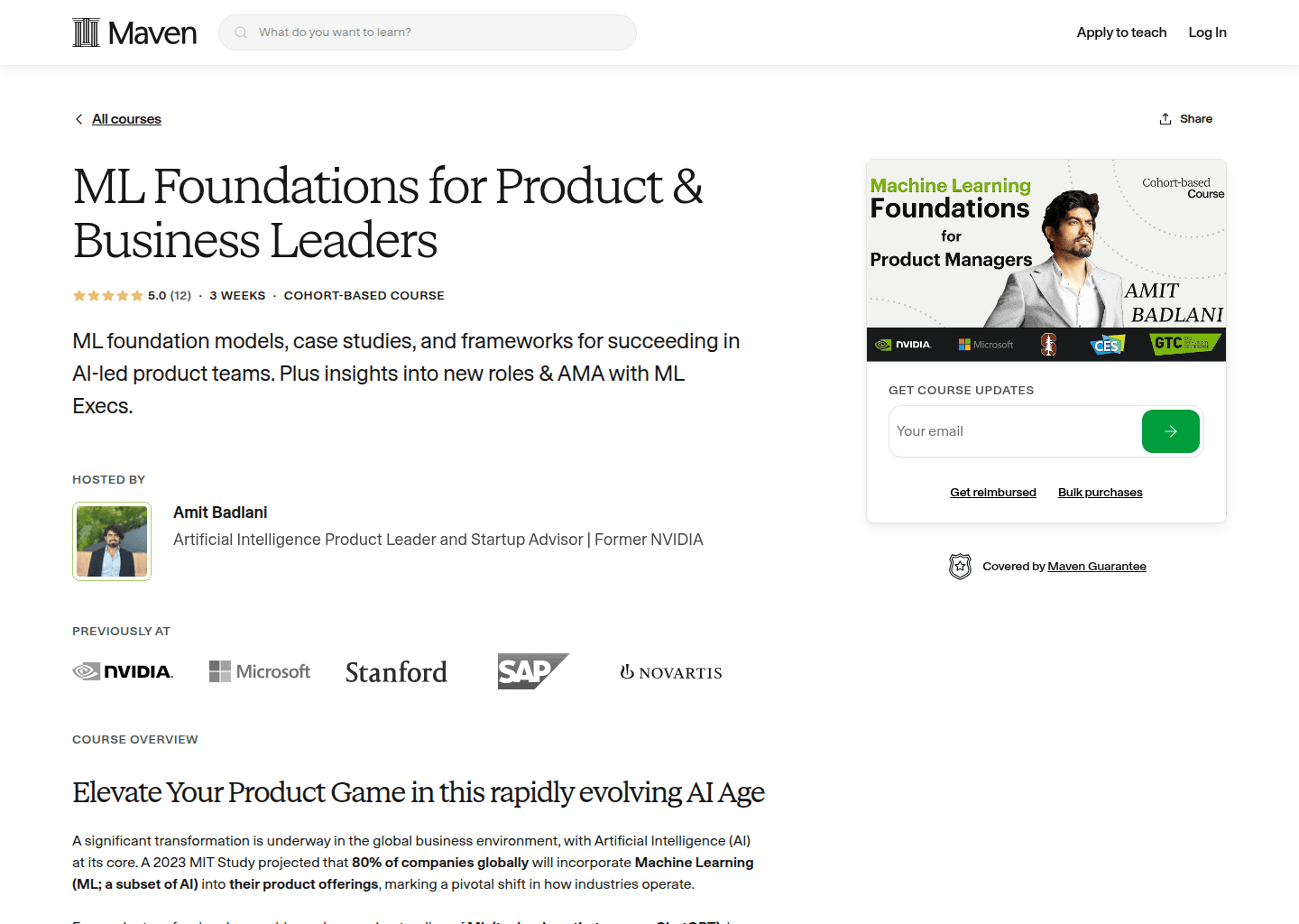 Website preview for ML Foundations for Product Leaders