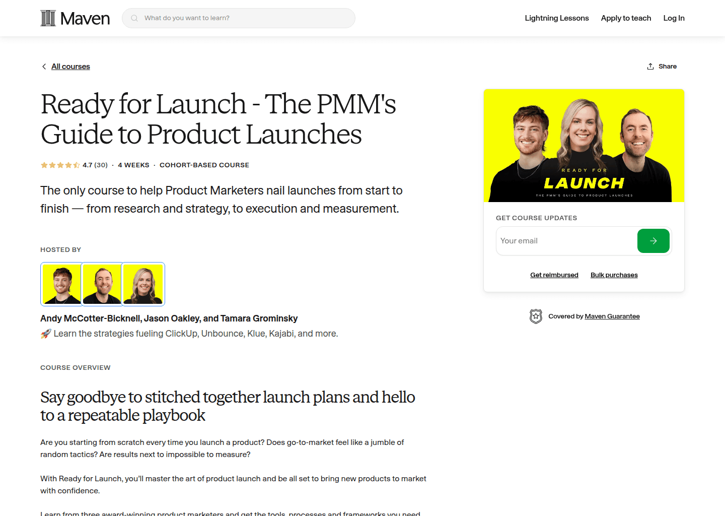 Website preview for Ready for Launch - The PMM's Guide to Product Launches