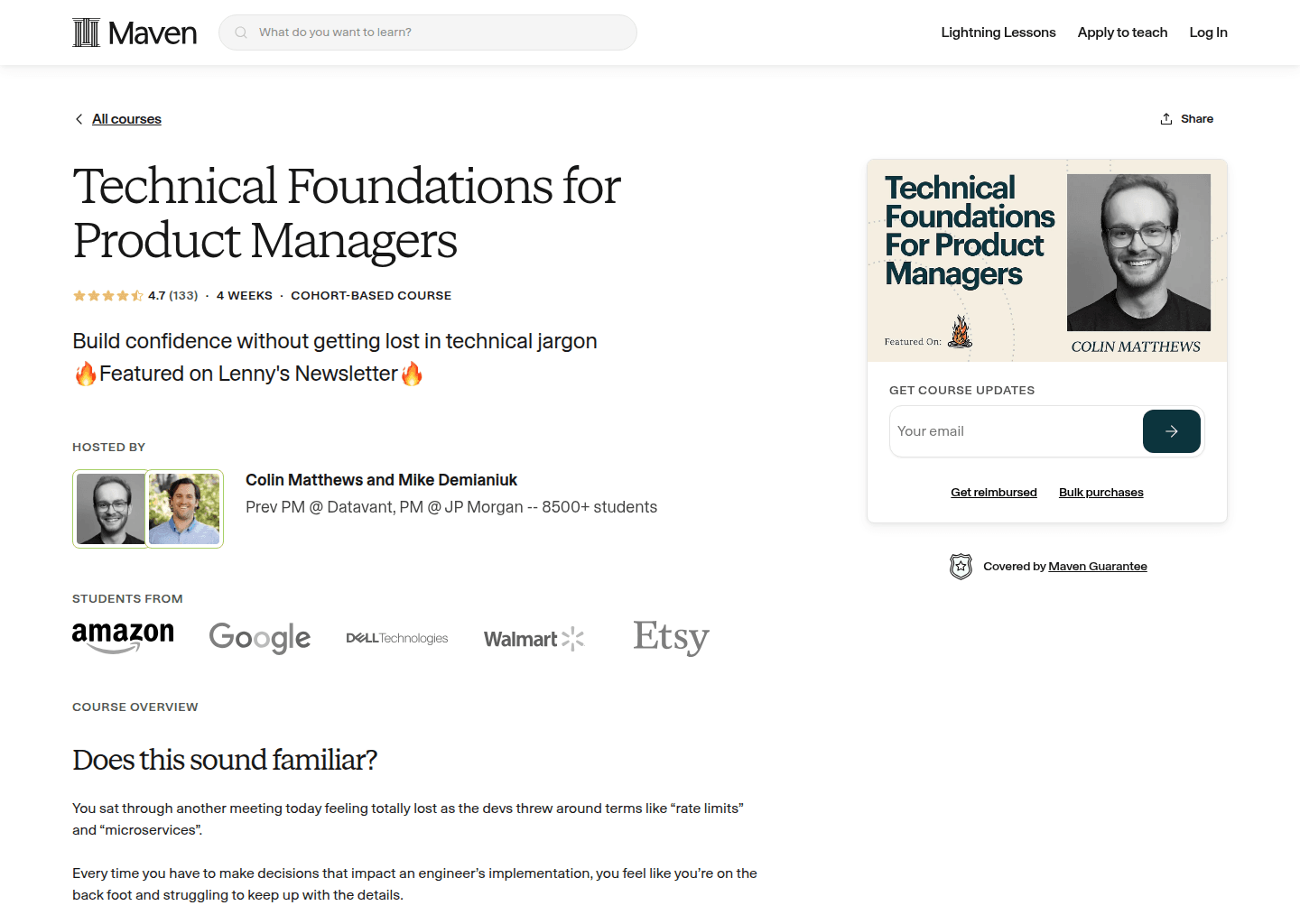 Website preview for Technical Foundations for Product Managers