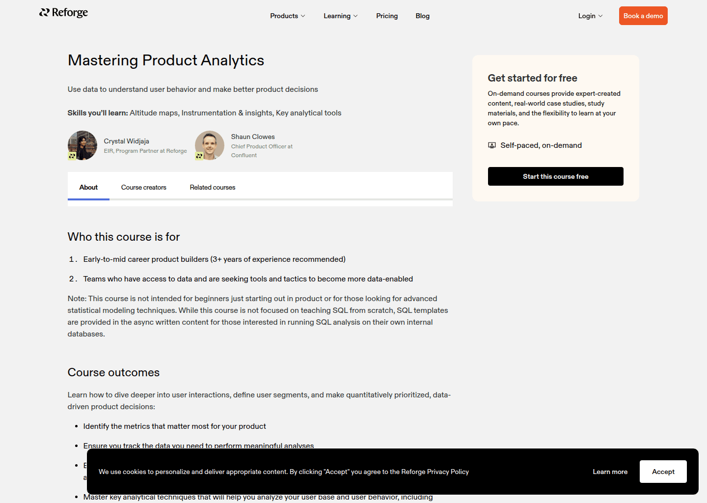 Website preview for Data For Product Managers