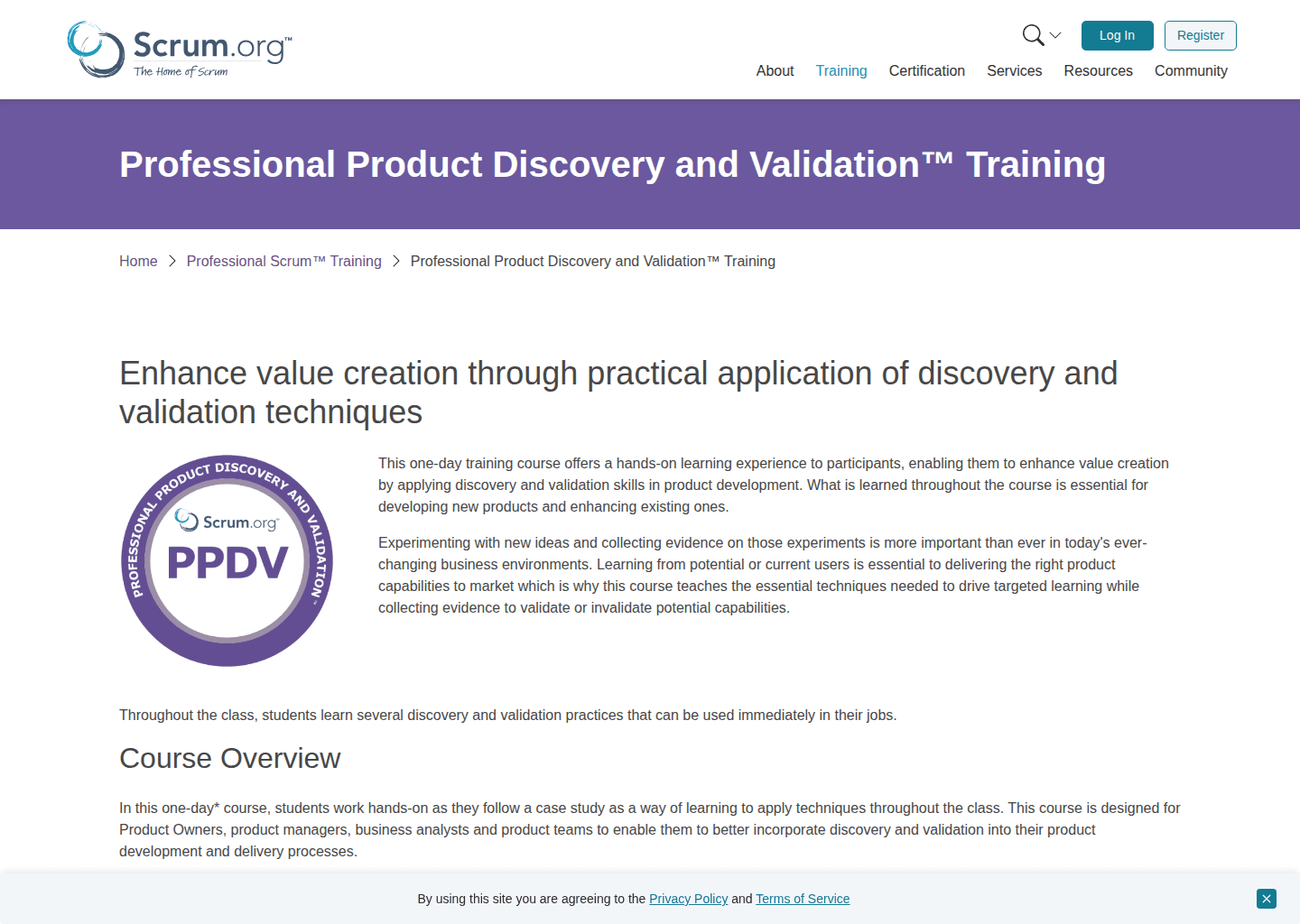 Website preview for Professional Product Discovery and Validation™ Training