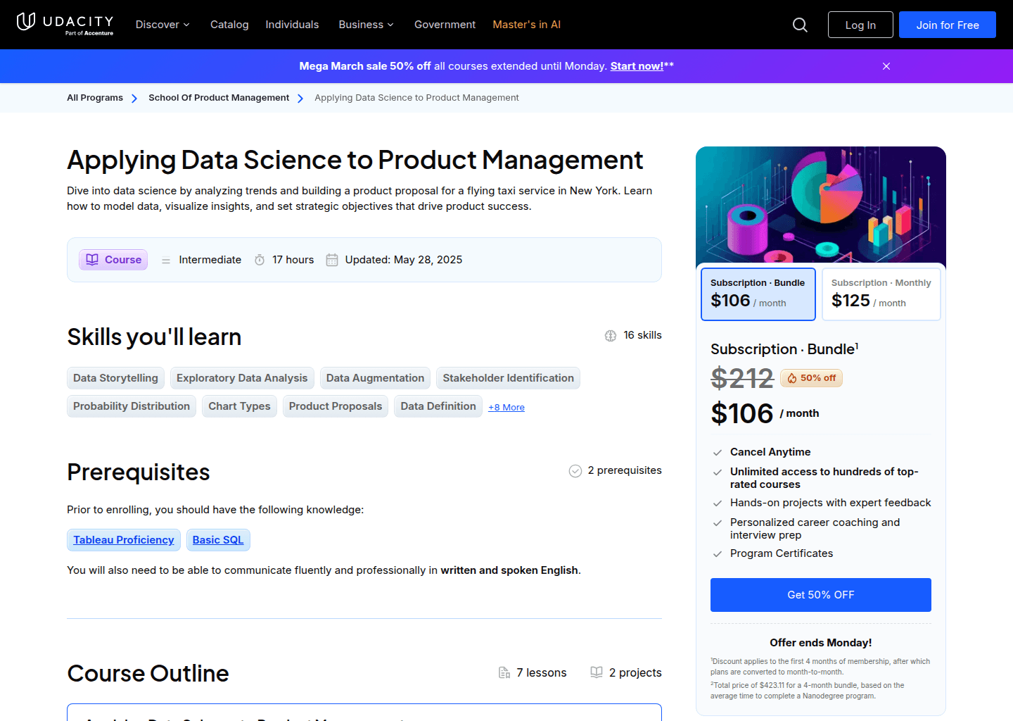 Website preview for Data Science for PM
