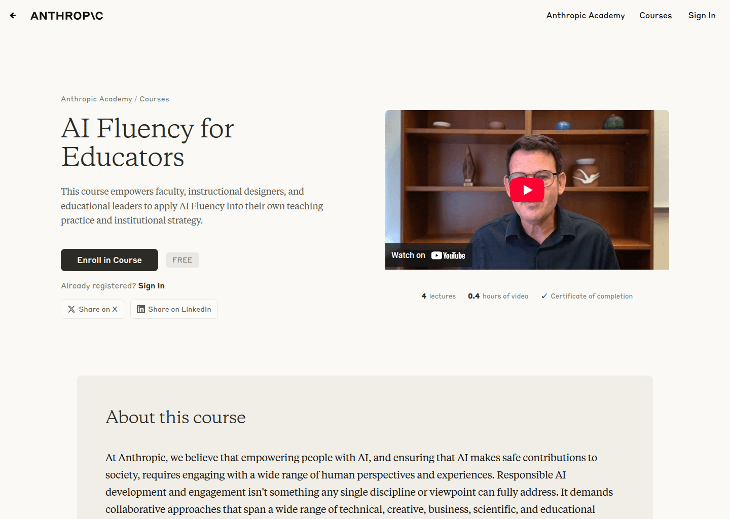 Website preview for AI Fluency for educators