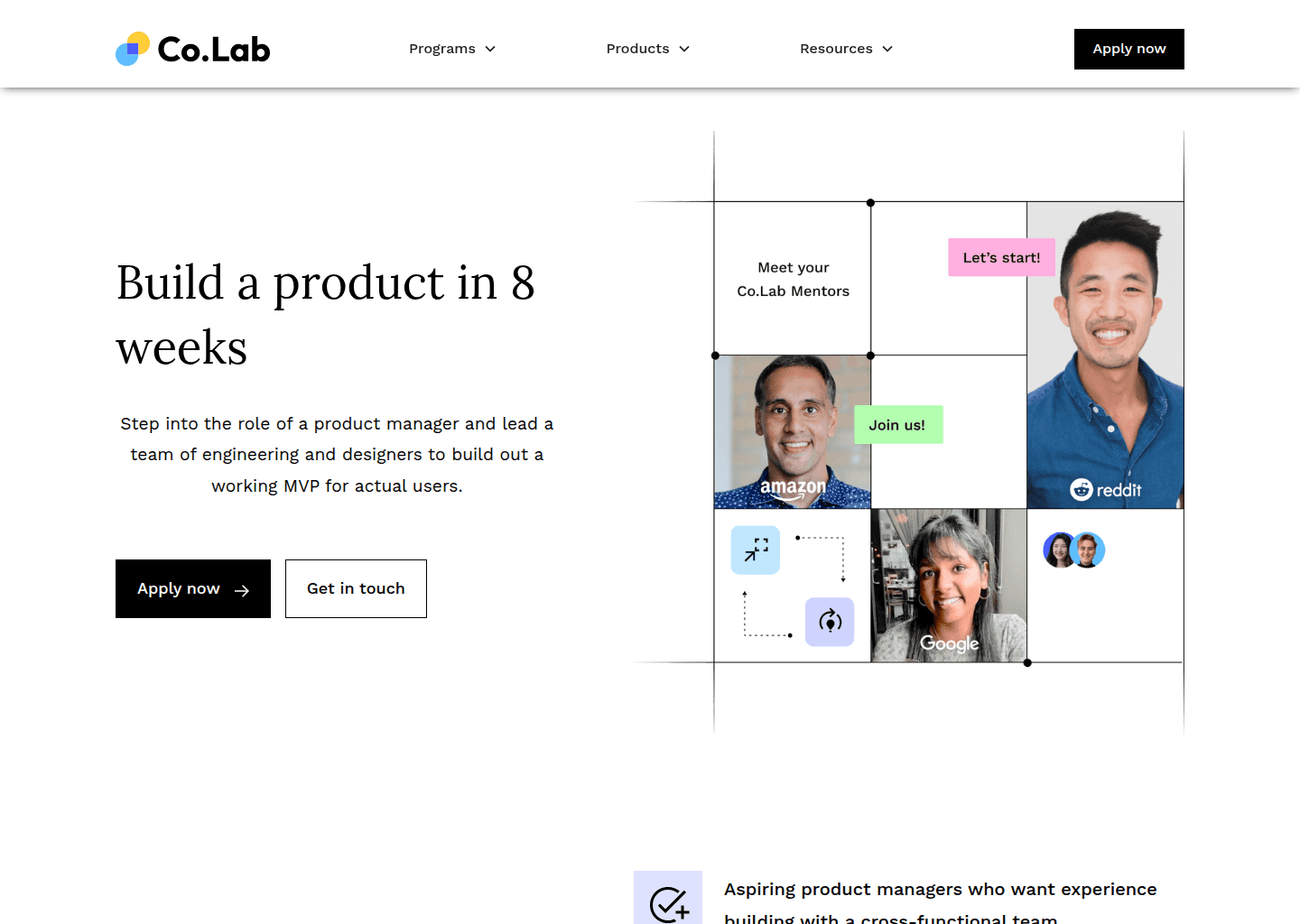 Website preview for Product Management Bootcamp