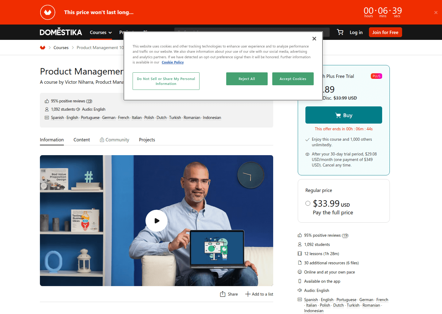 Website preview for Product Management 101: From Idea to Launch