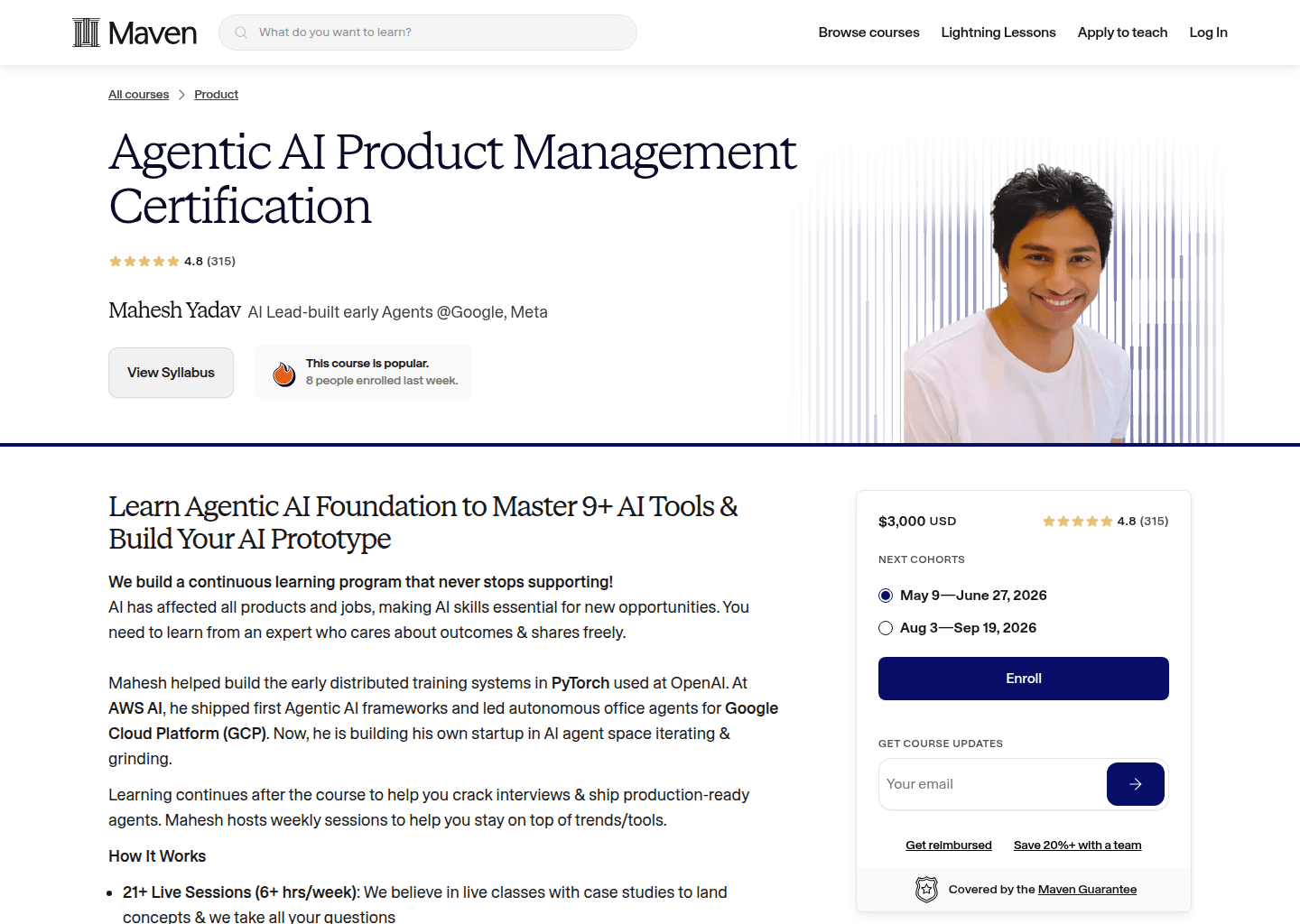 Website preview for Ascend to MAANG level GenAI Product Management
