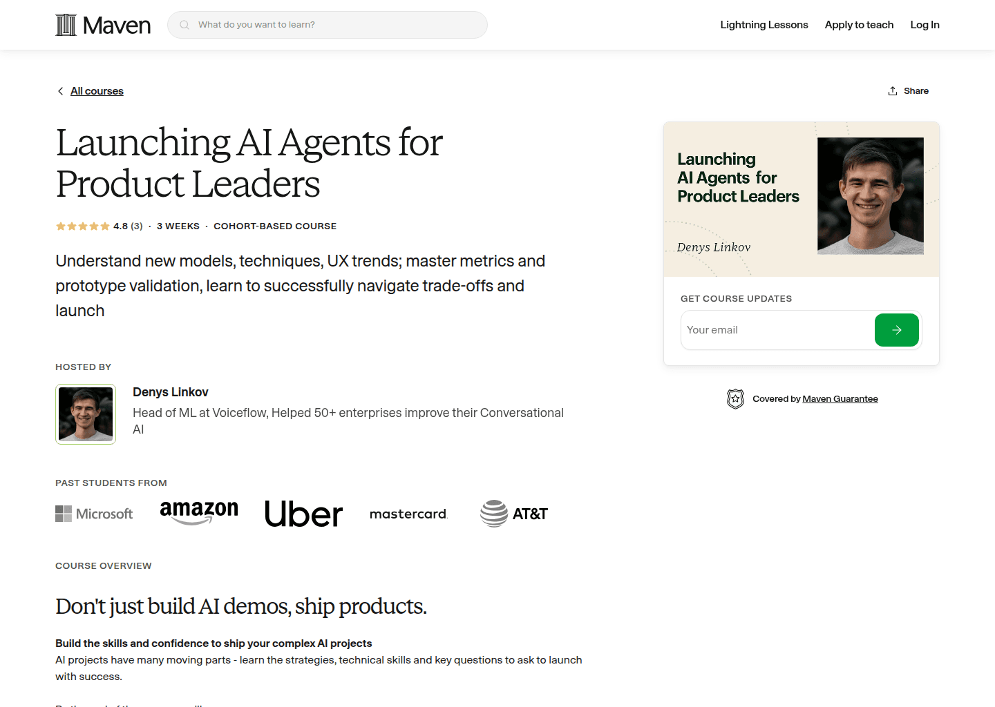 Website preview for Launching AI Agents for Product Leaders
