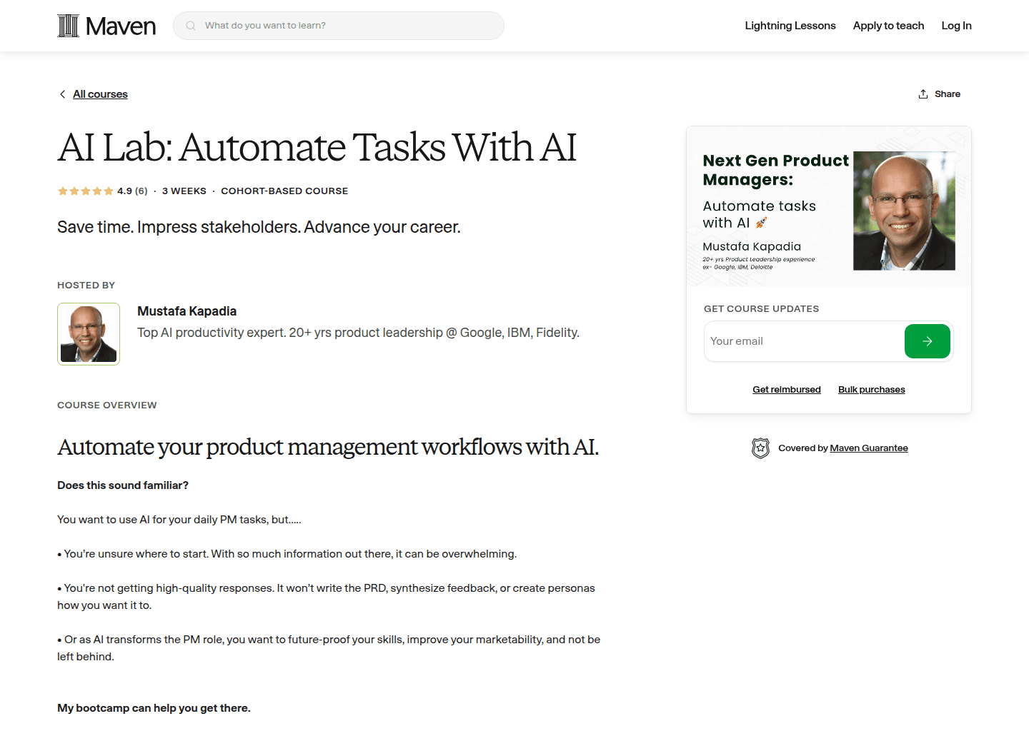 Website preview for AI Lab: Automate Tasks With AI