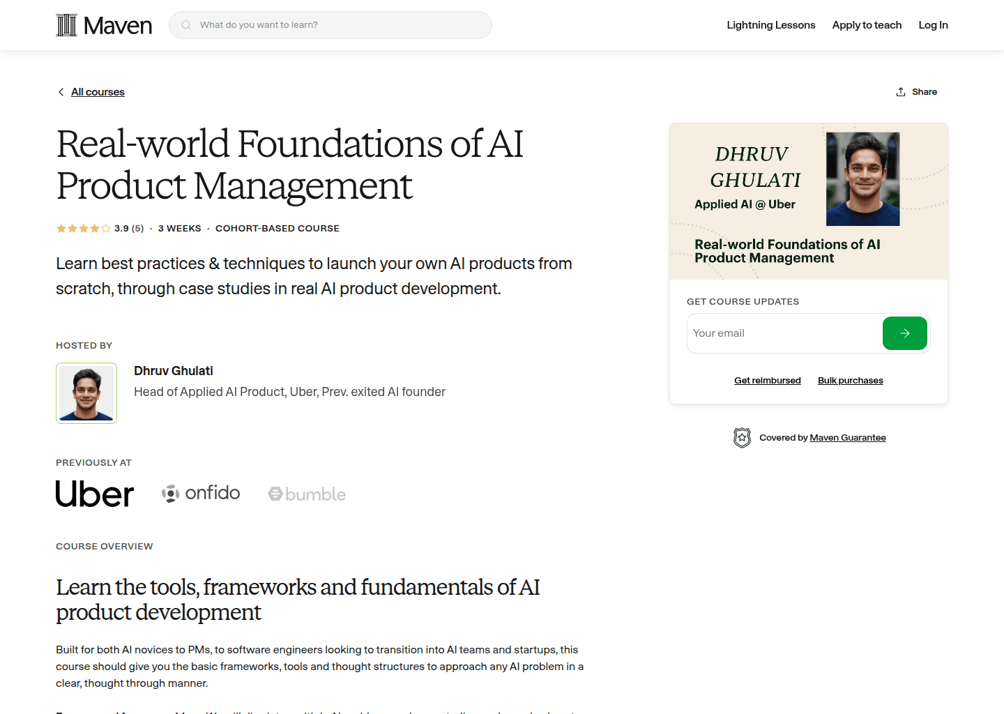 Website preview for Real-world Foundations of AI Product Management
