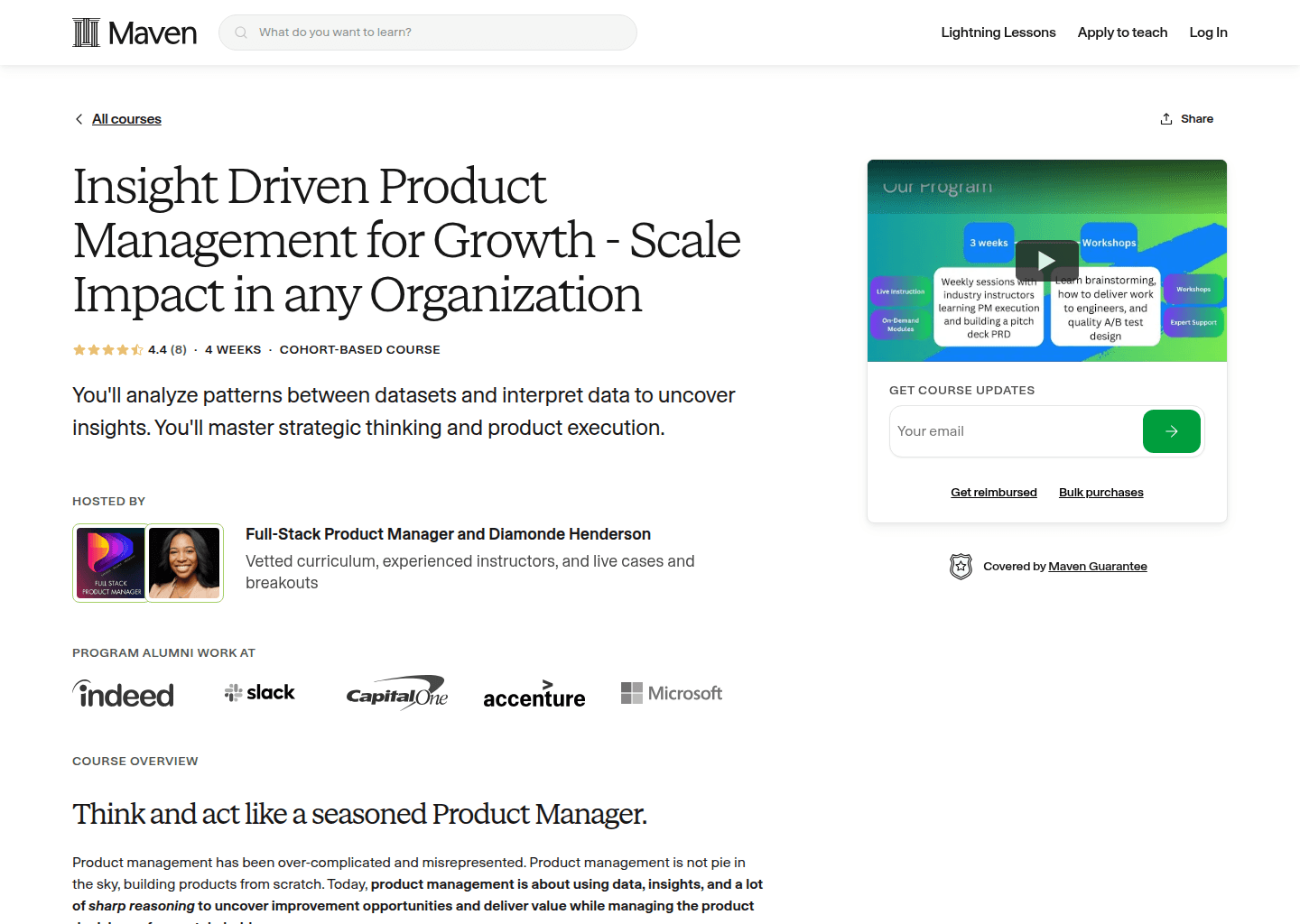 Website preview for Insight Driven Product Management for Growth