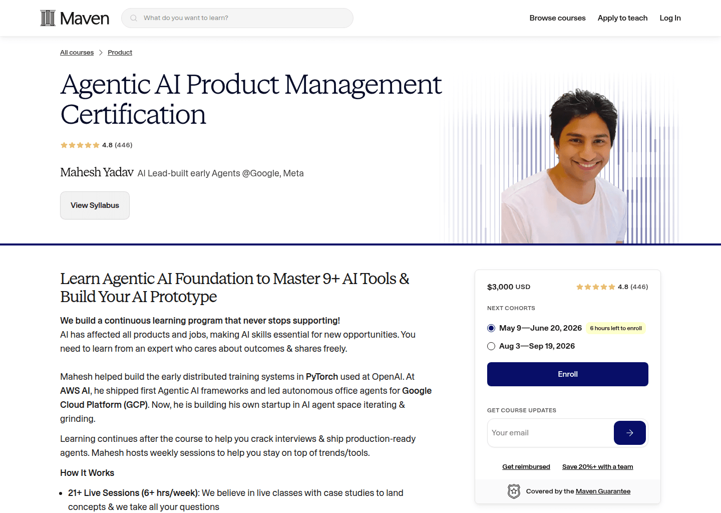 Website preview for GenAI Product Management Certification