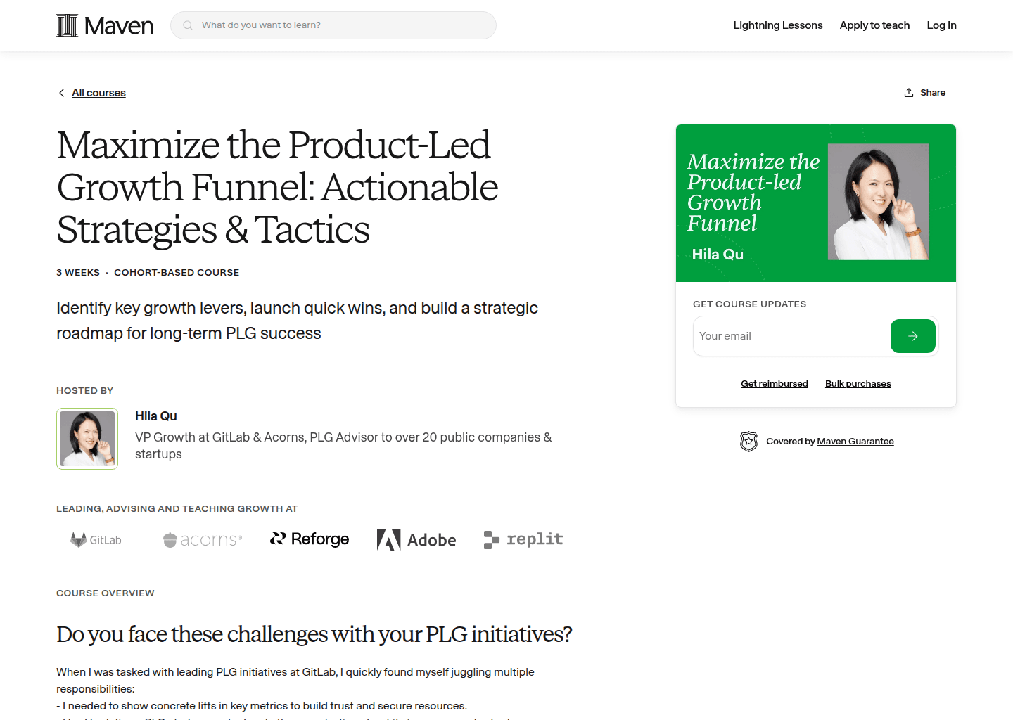 Website preview for Maximize the Product-Led Growth Funnel: Actionable Strategies & Tactics