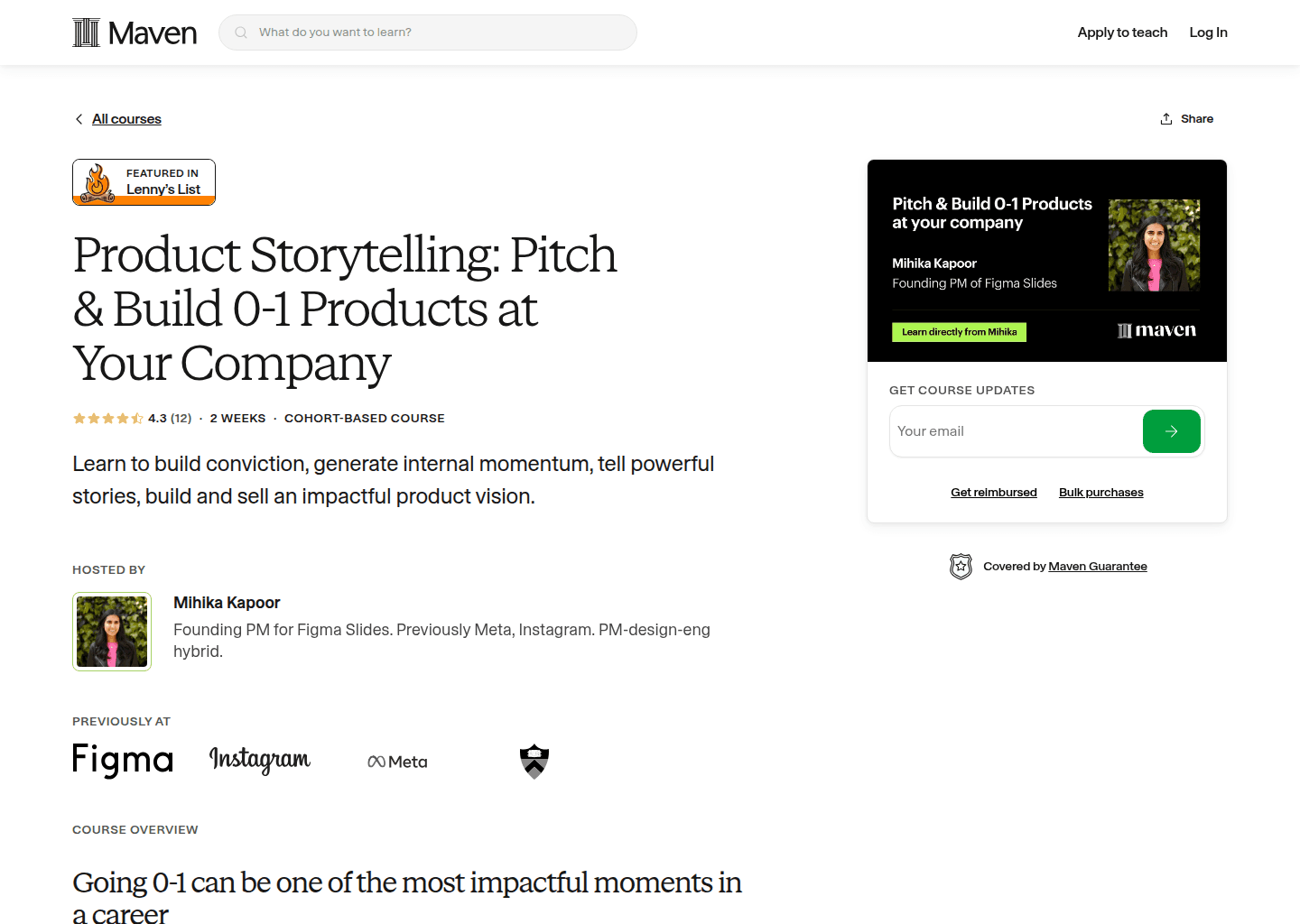 Website preview for Product Storytelling: Pitch & Build 0-1 Products
