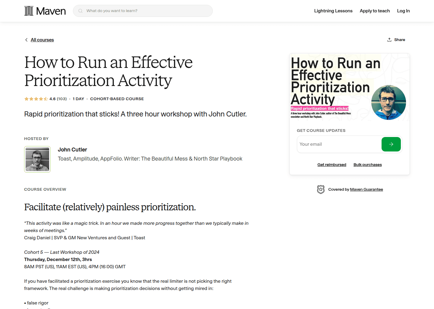 Website preview for How to Run an Effective Prioritization Activity