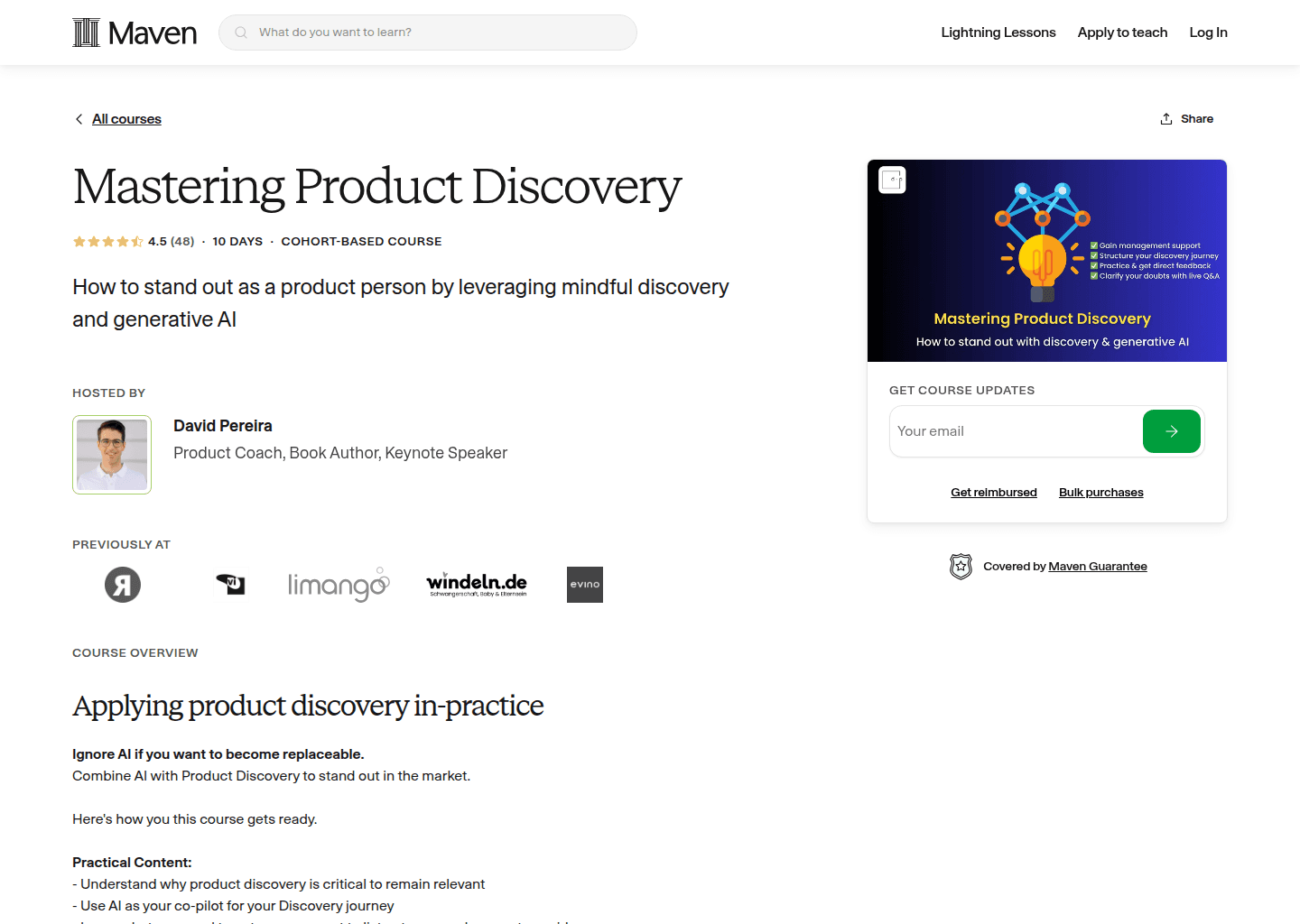 Website preview for Mastering Product Discovery