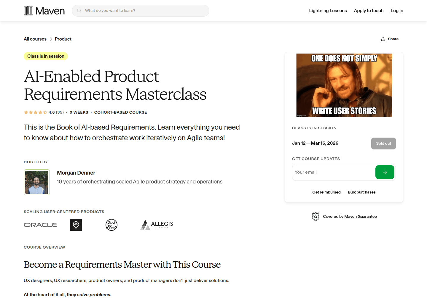 Website preview for Product Requirements Masterclass