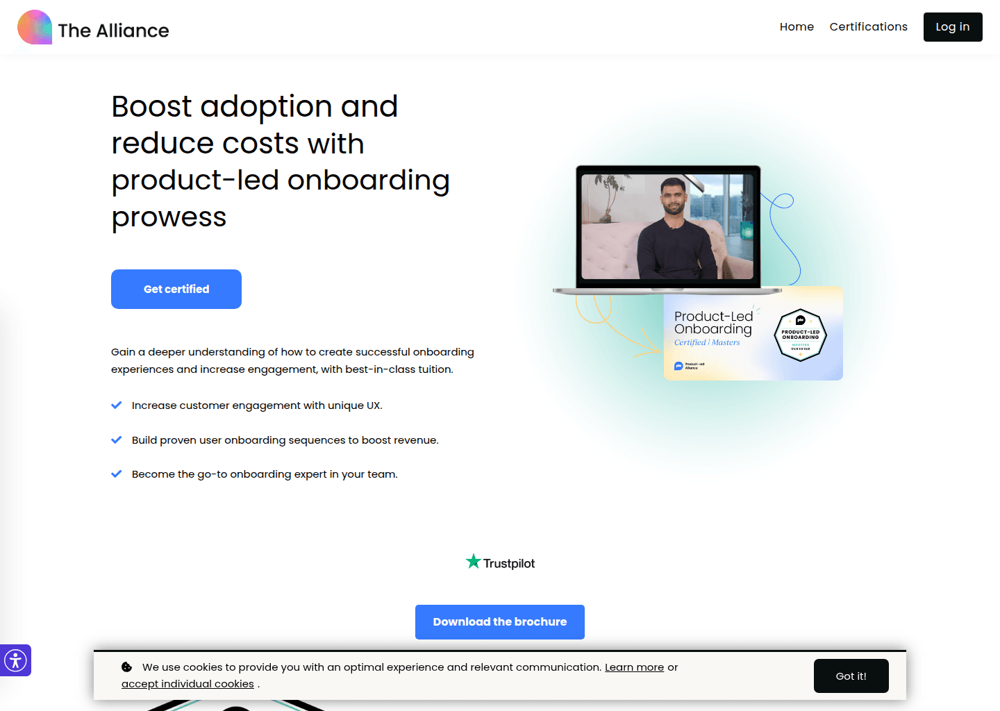 Website preview for Product-Led Onboarding Certified: Masters