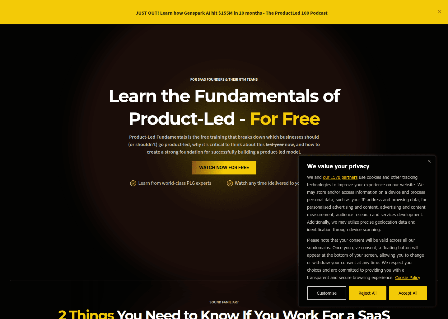 Website preview for Product-Led Growth Fundamentals