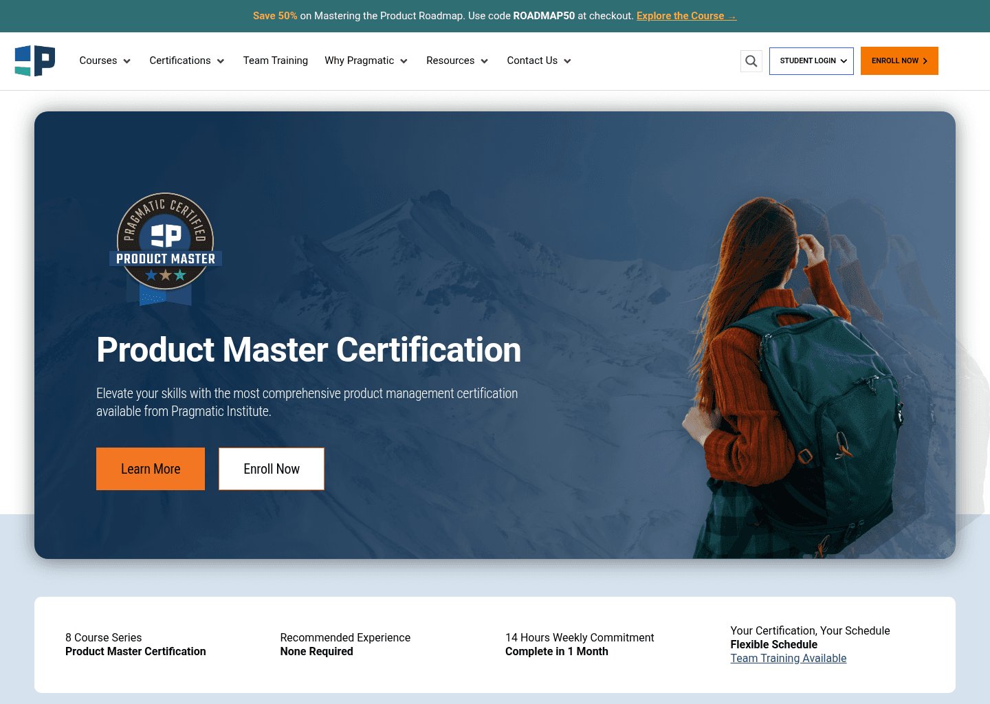 Website preview for Product Master Certification