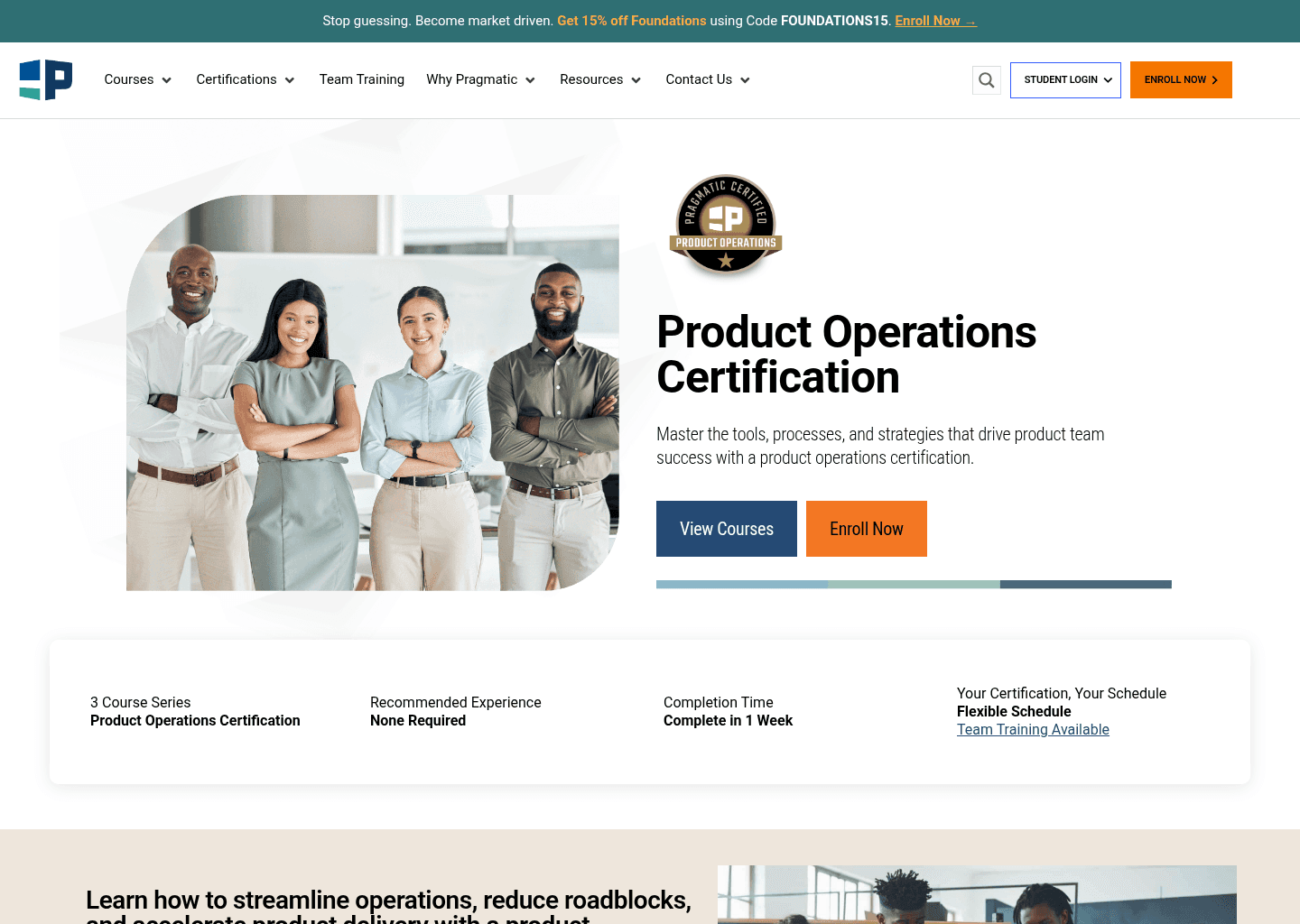 Website preview for Pragmatic Product Owner Certification