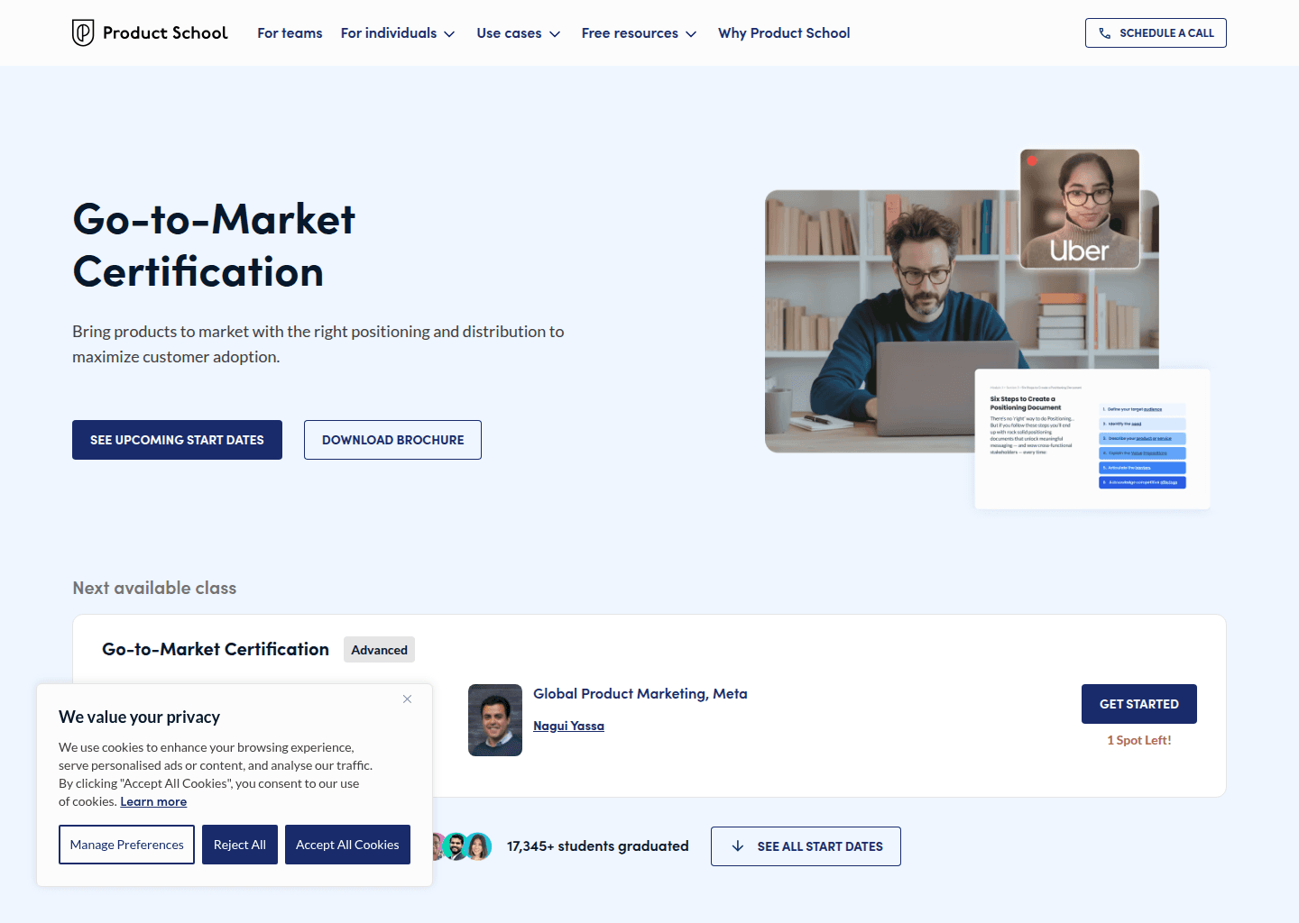 Website preview for Product Marketing Manager Certification (PMMC)™