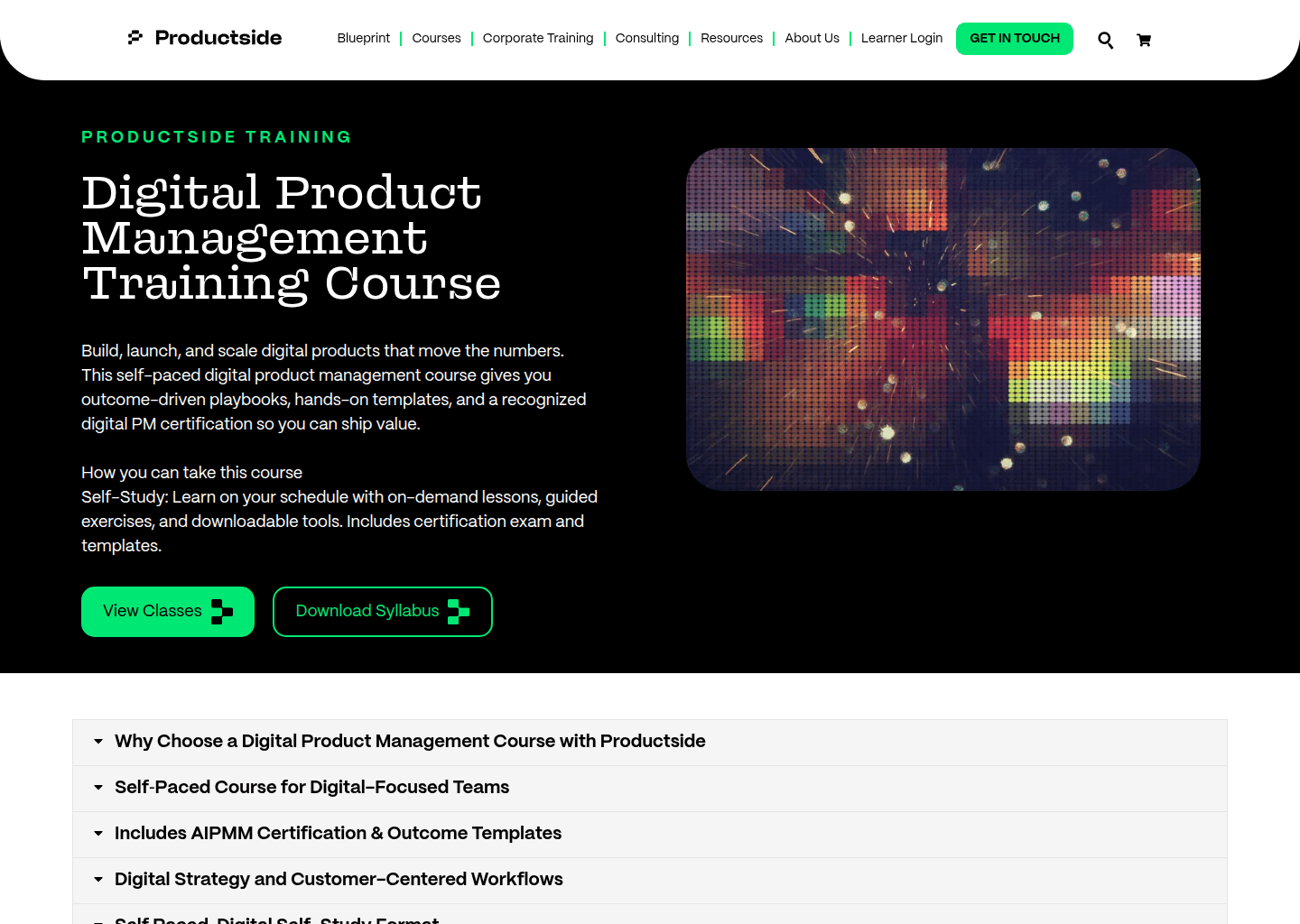 Website preview for Digital Product Management