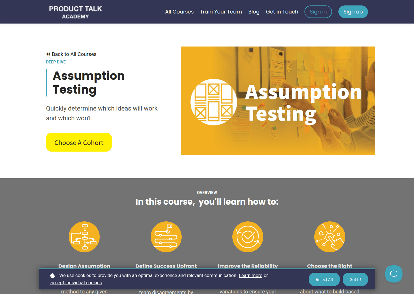 Website preview for Assumption Testing
