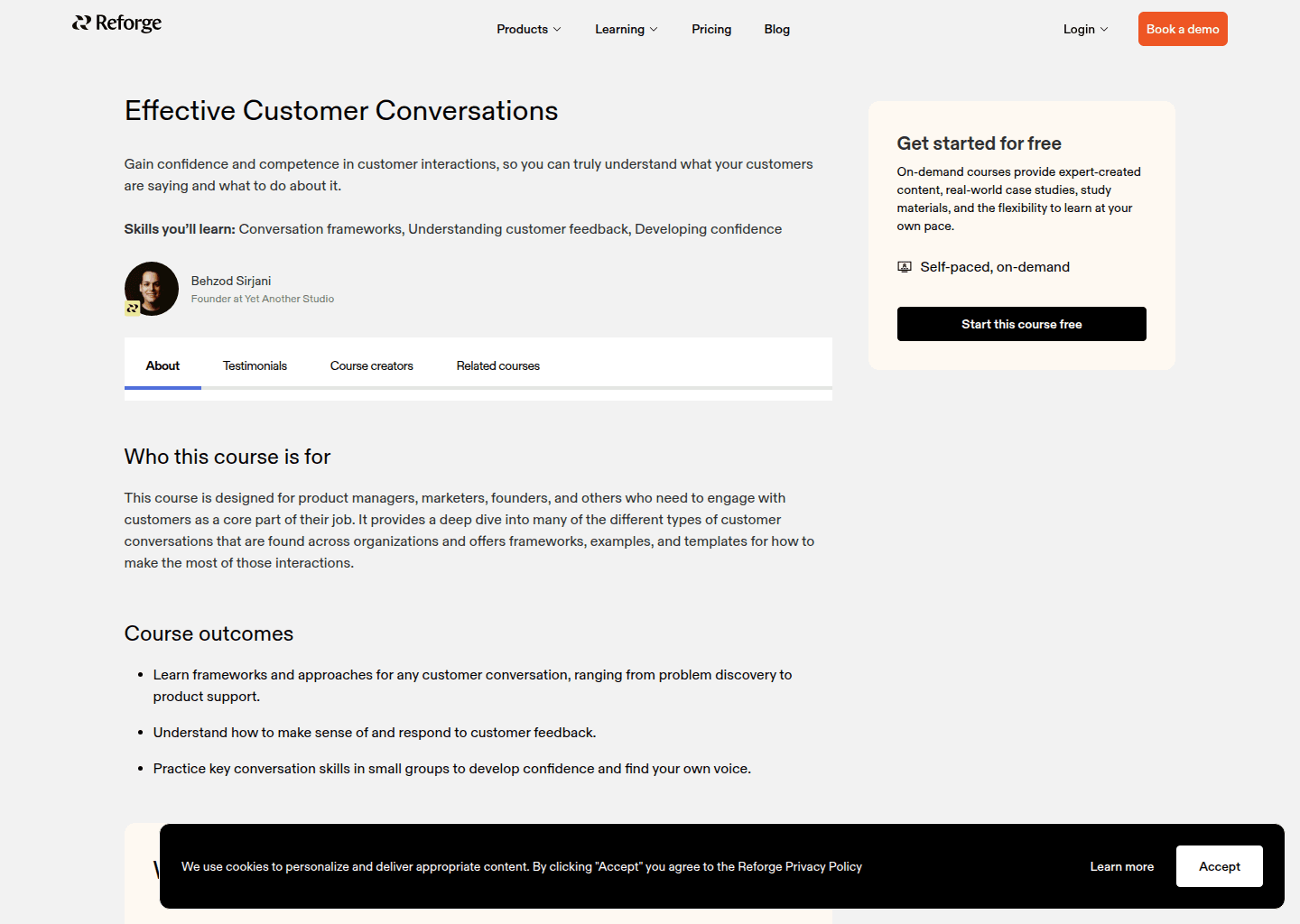 Website preview for Effective Customer Conversations