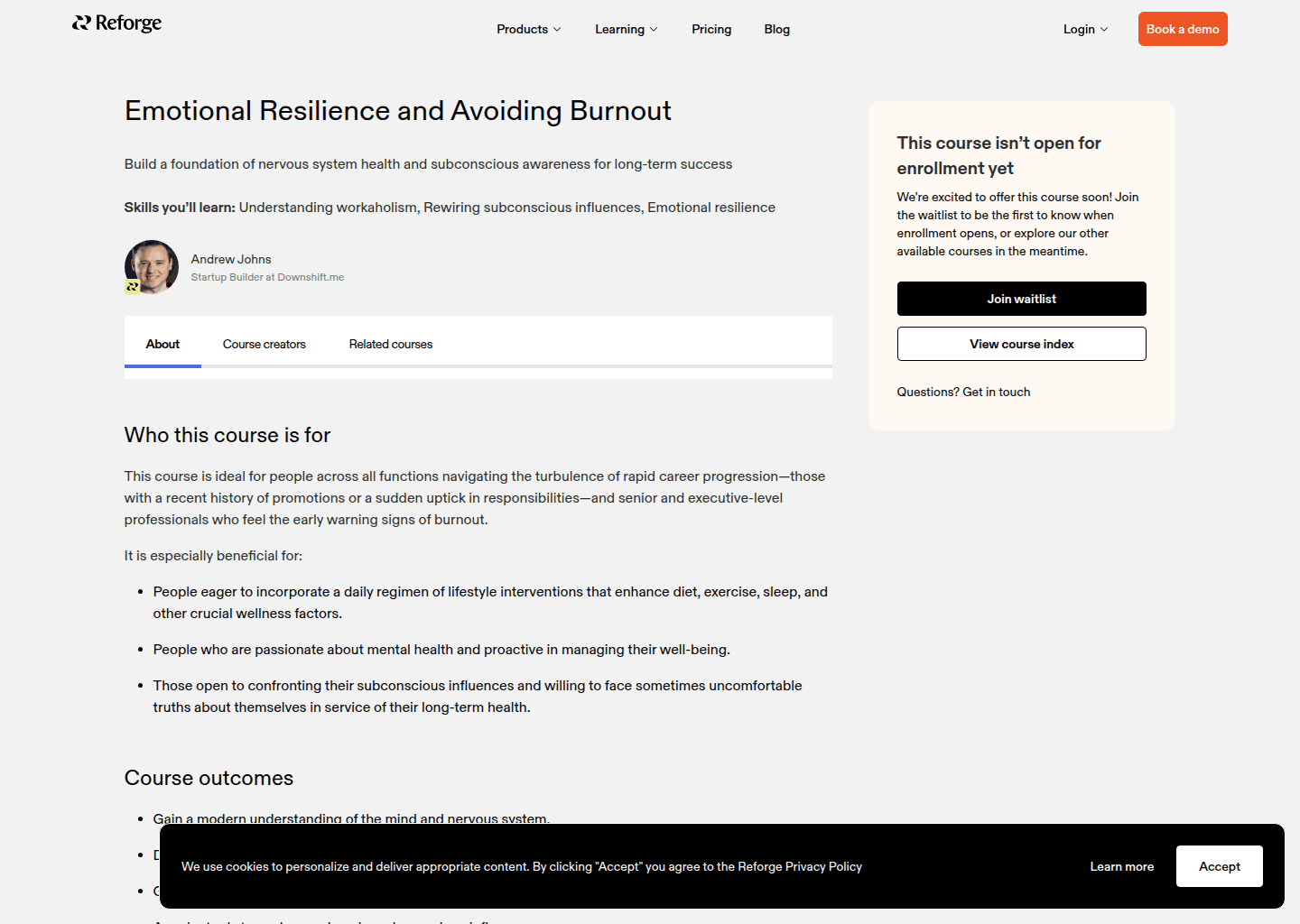 Website preview for Emotional Resilience and Avoiding Burnout
