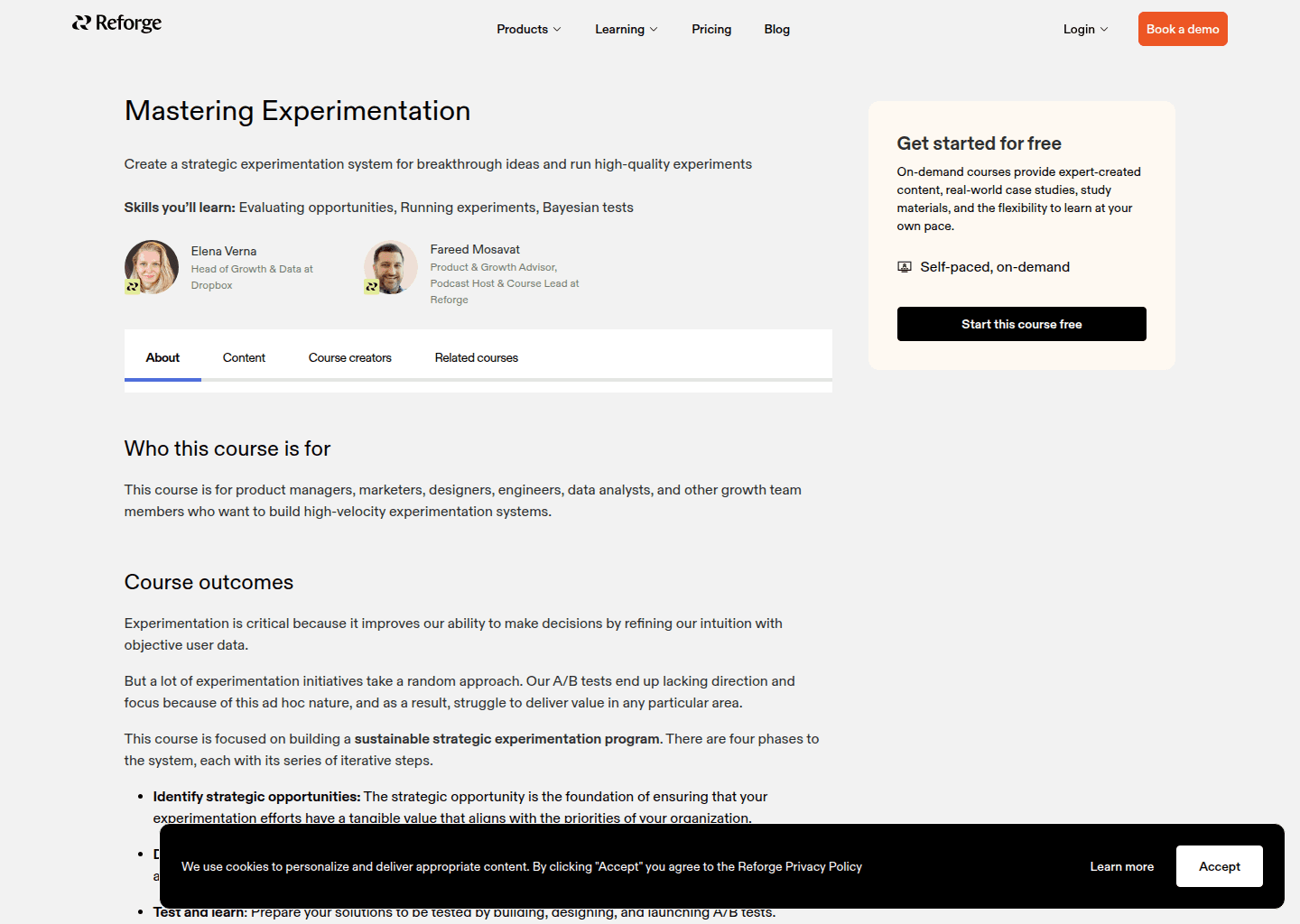 Website preview for Experimentation and Testing