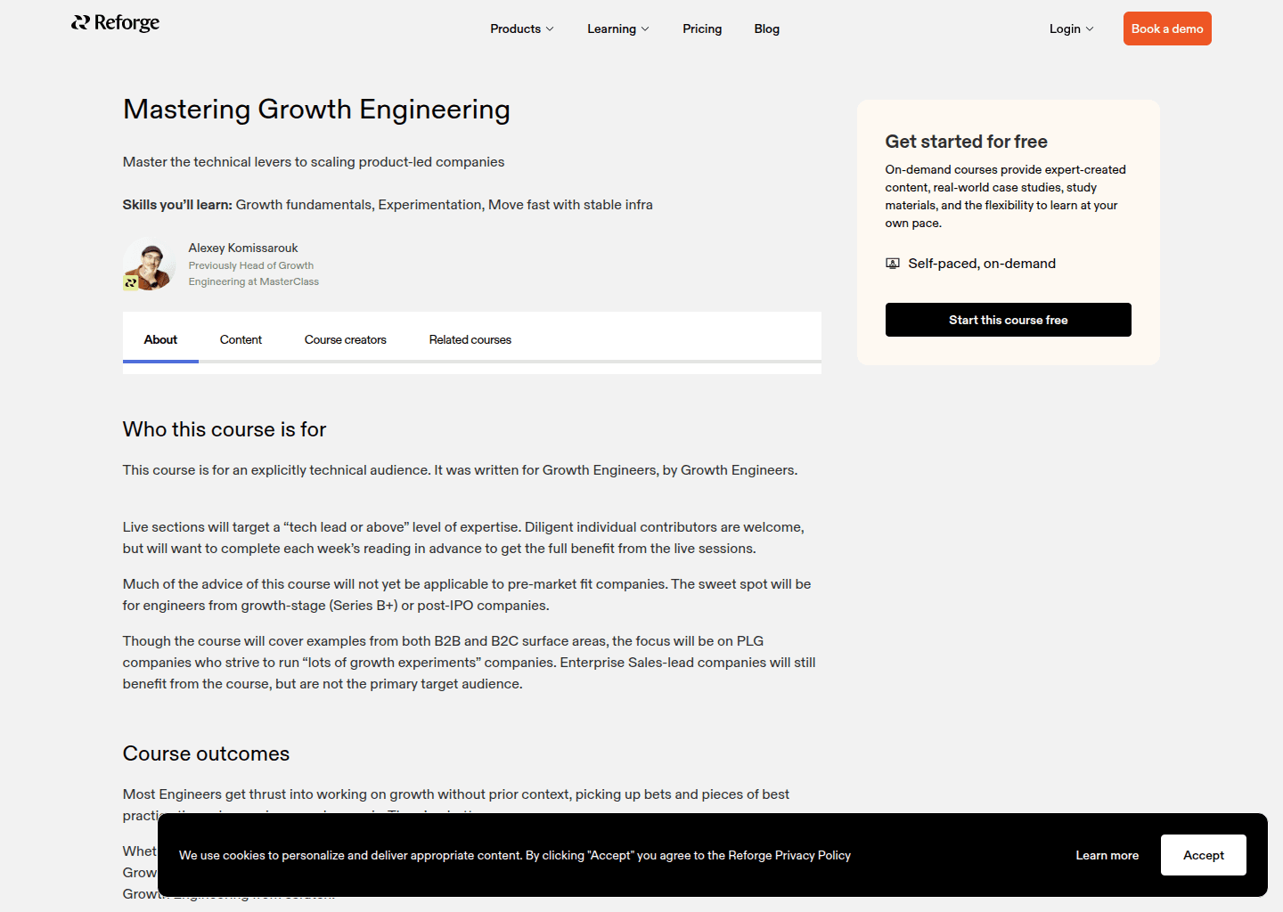 Website preview for Growth Engineering Program
