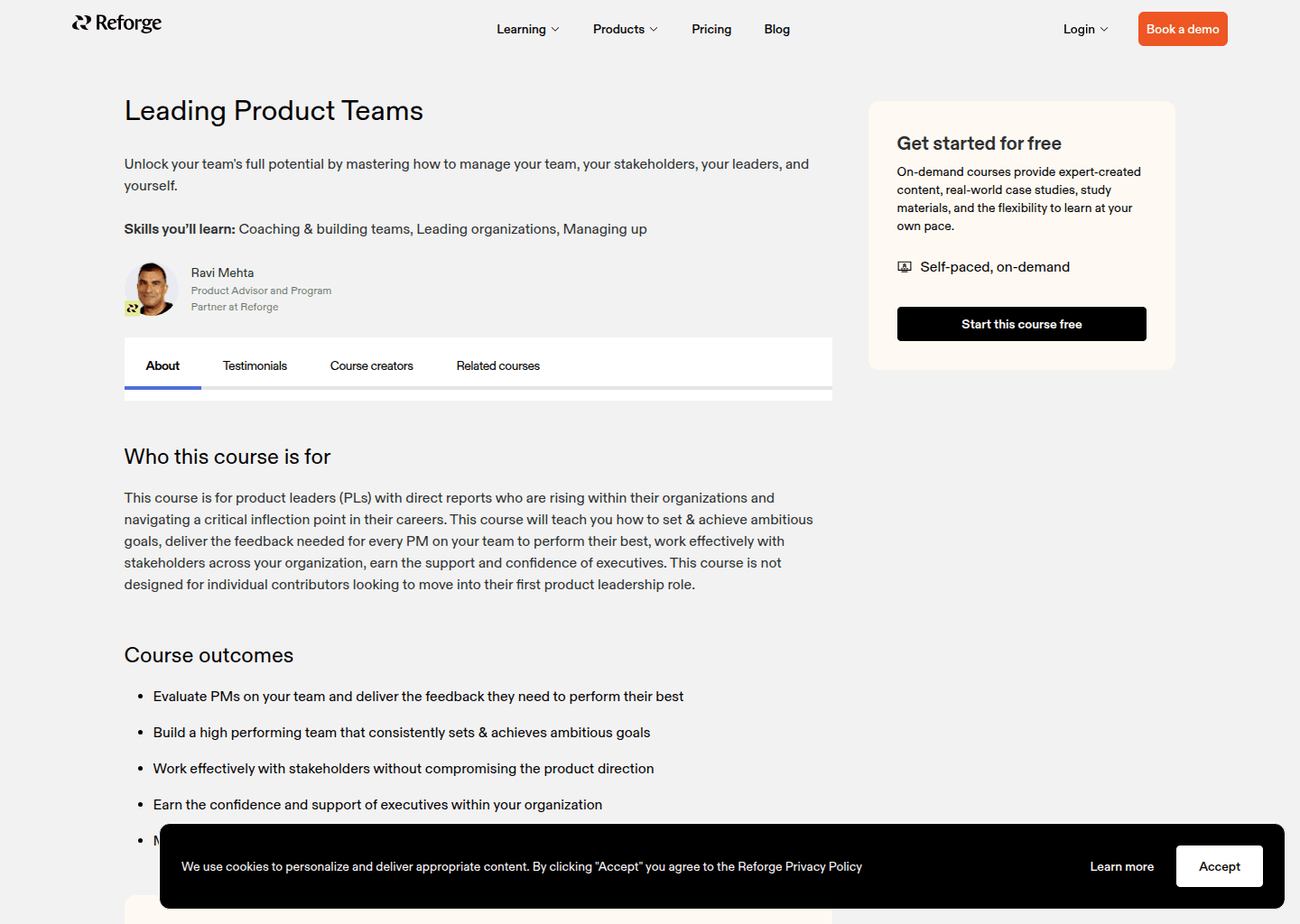 Website preview for Leading Product Teams