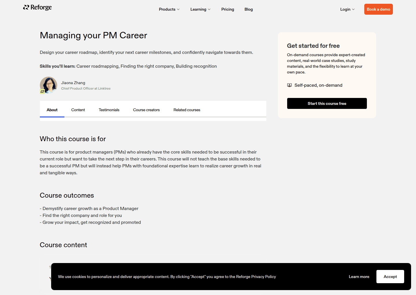 Website preview for Managing Your PM Career