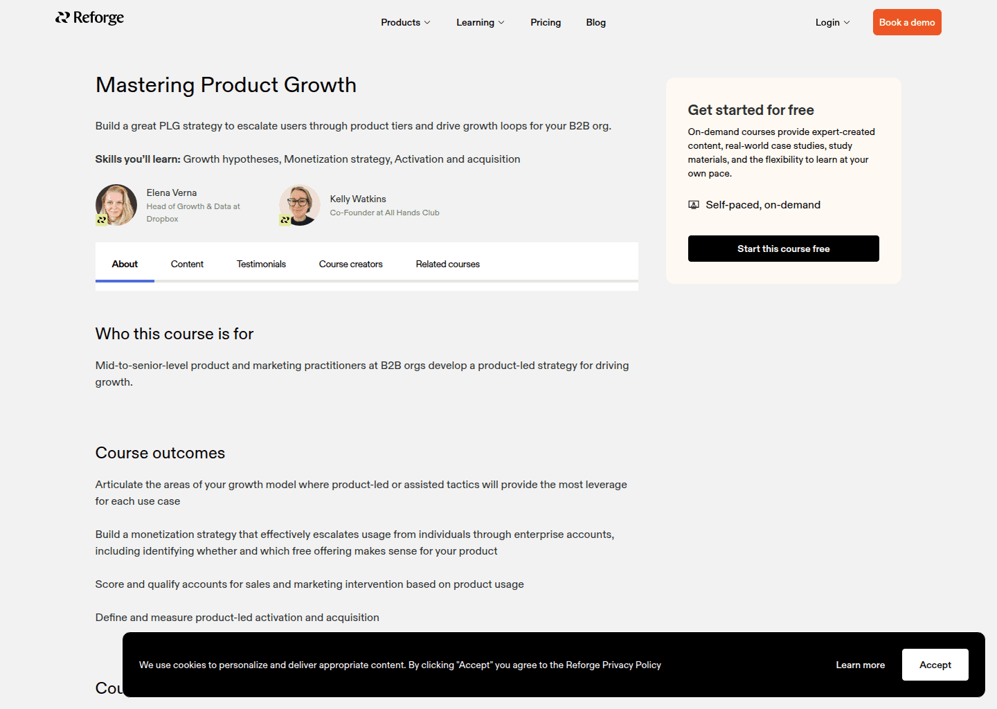 Website preview for Product-Led Growth