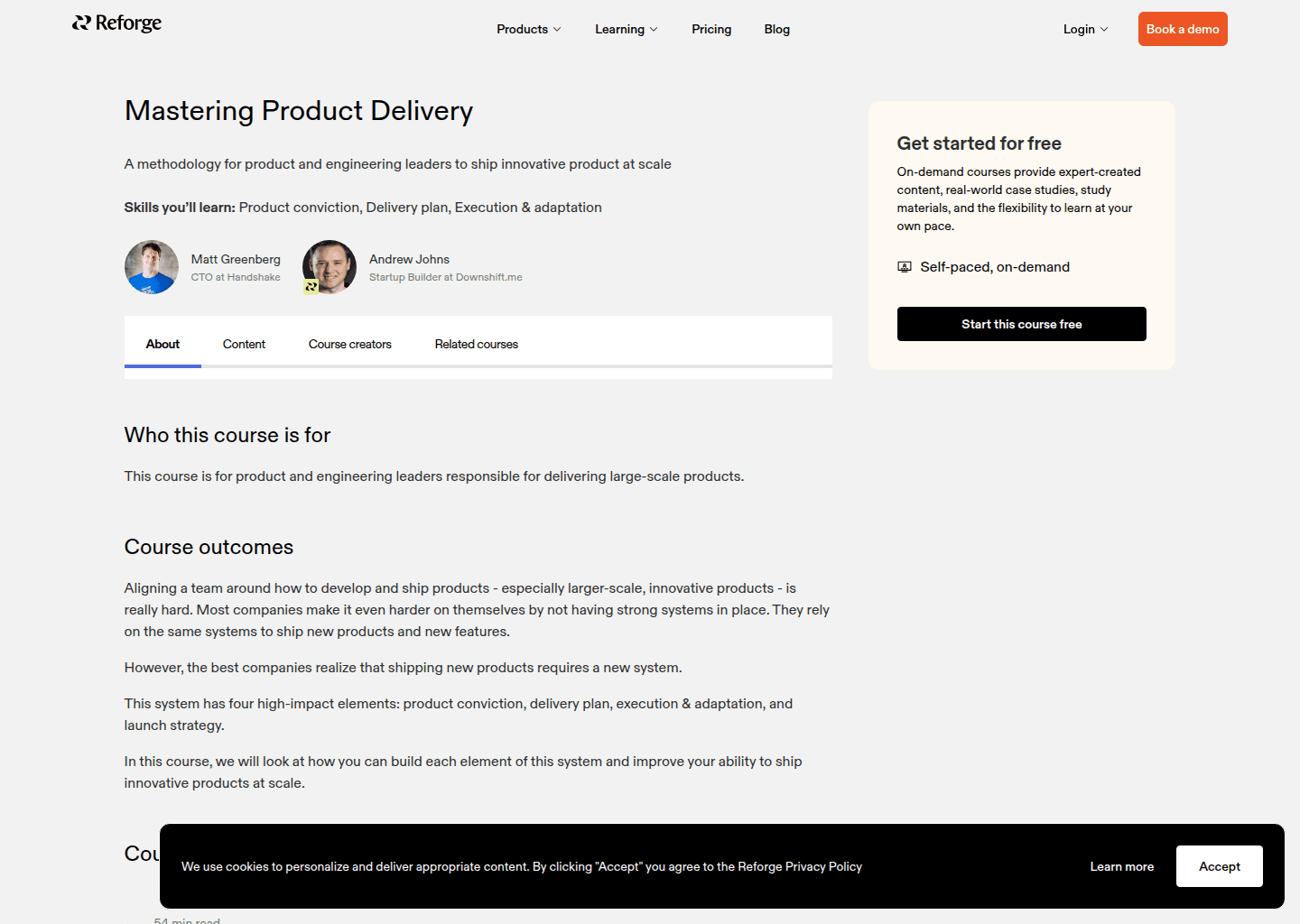 Website preview for Scaling Product Delivery