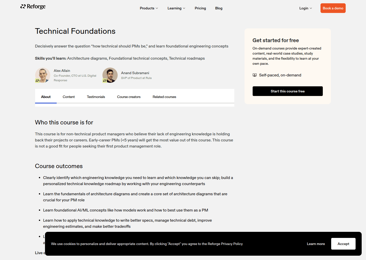 Website preview for Technical Foundations for PMs