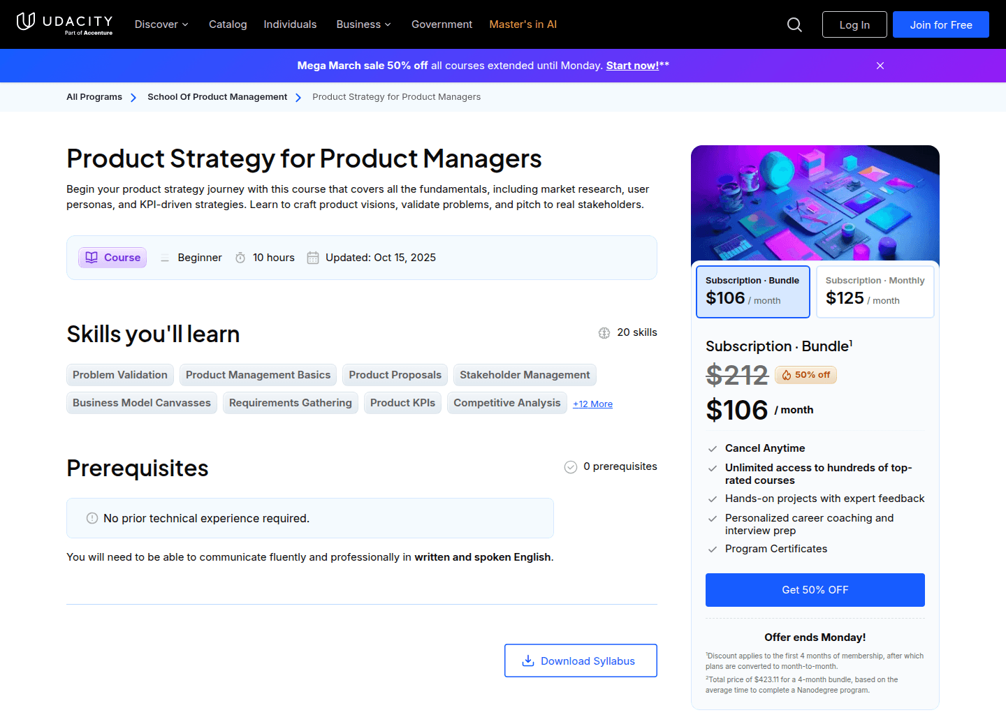 Website preview for Product Strategy
