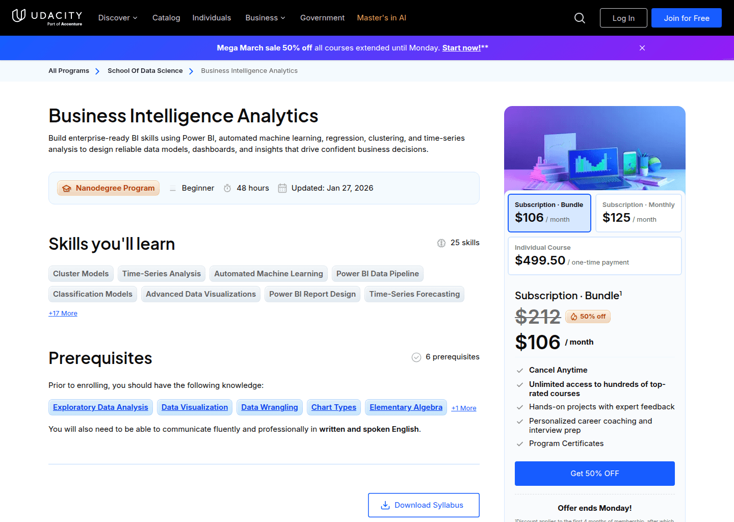 Website preview for Business Intelligence Analytics Nanodegree