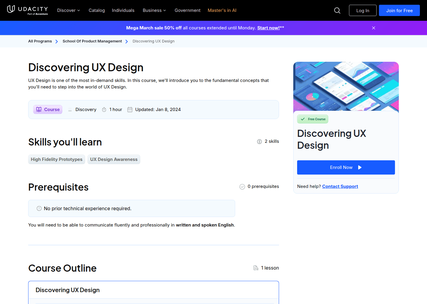 Website preview for Discovering UX Design