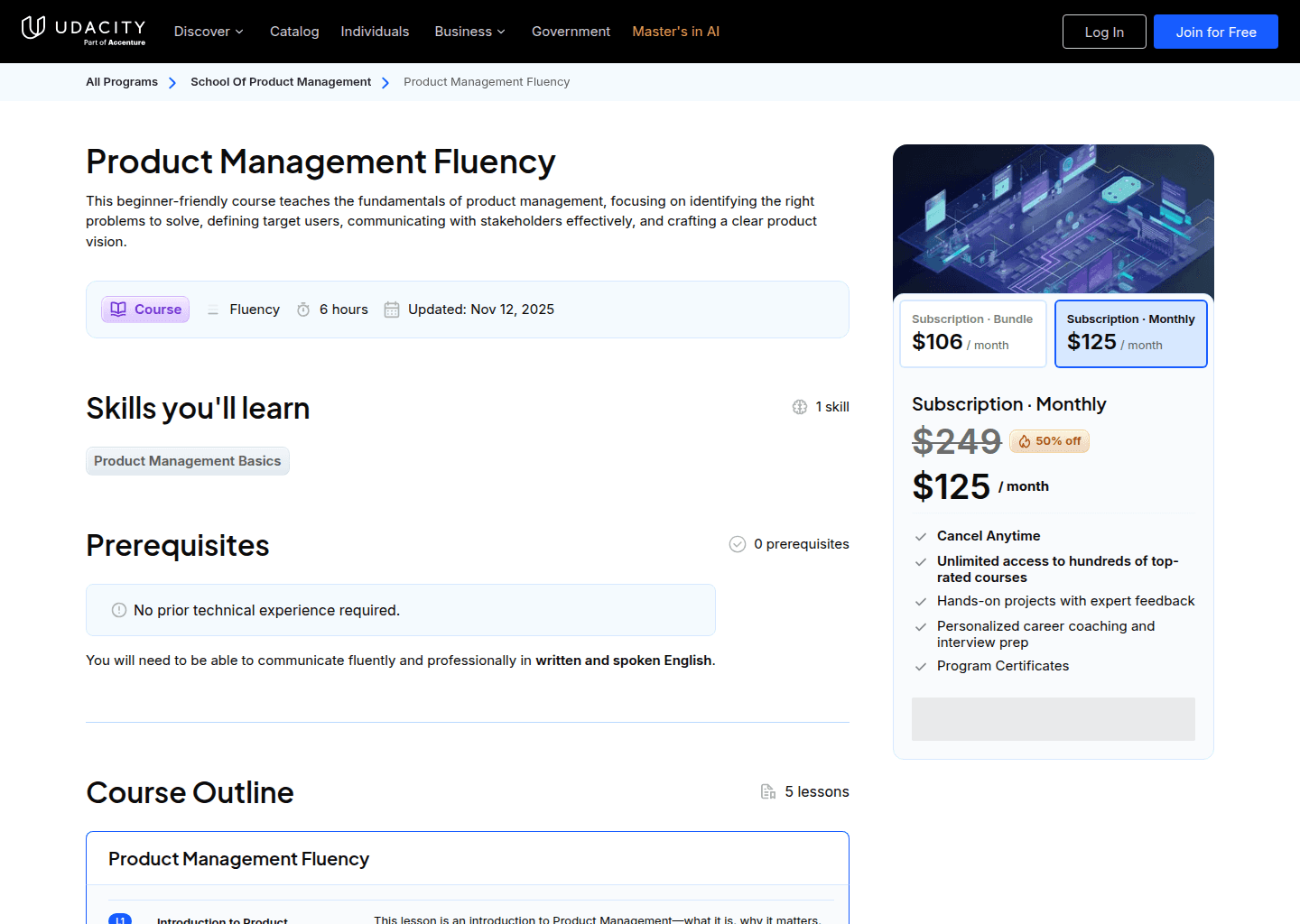 Website preview for Product Management Fluency